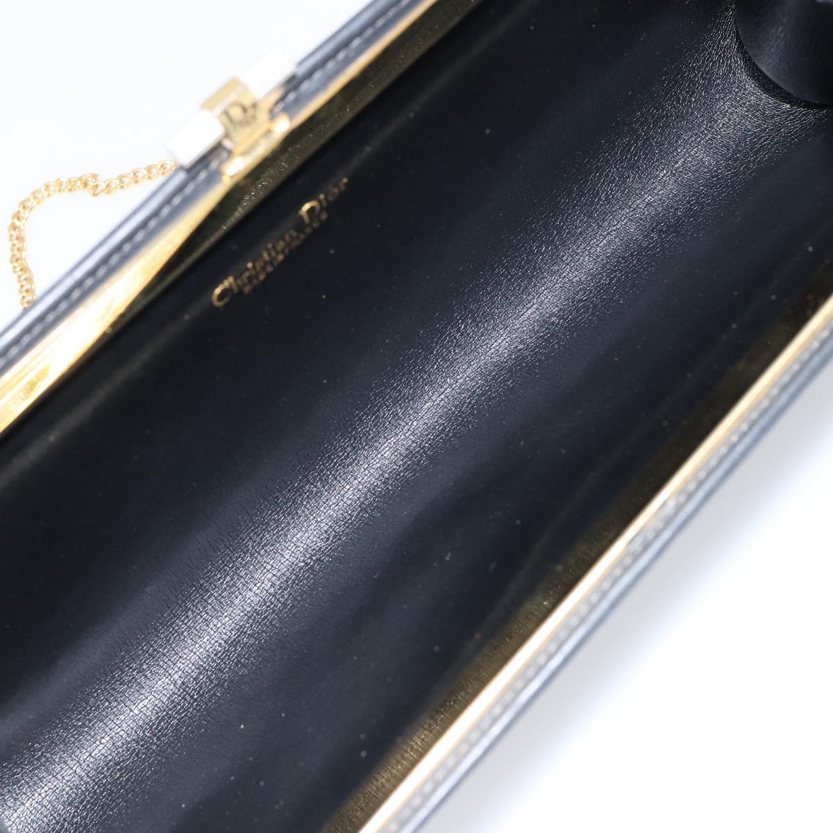 Christian Dior Honeycomb Canvas Chain Shoulder Bag Black Gold Auth 149271