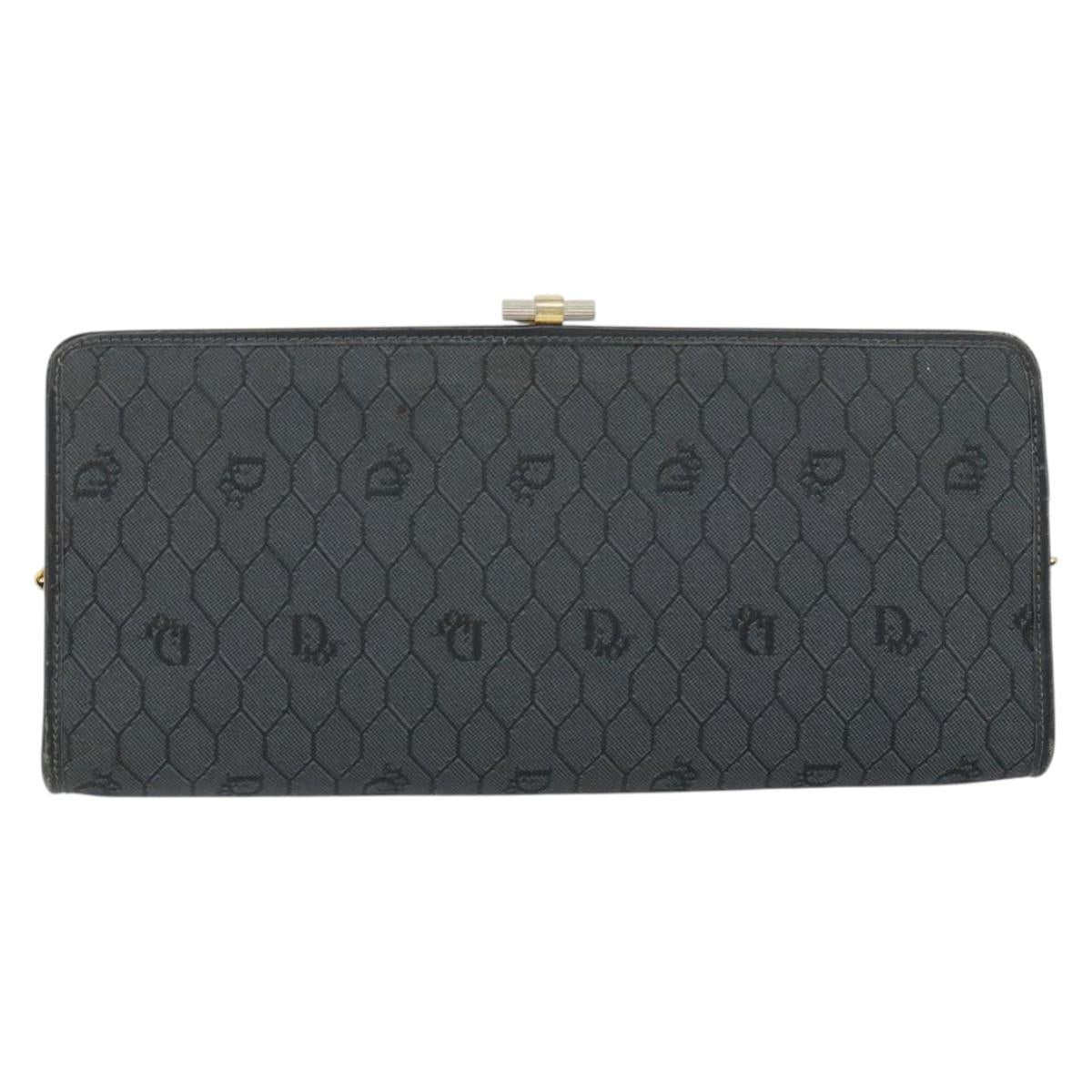 Christian Dior Honeycomb Canvas Chain Shoulder Bag Black Gold Auth 149271