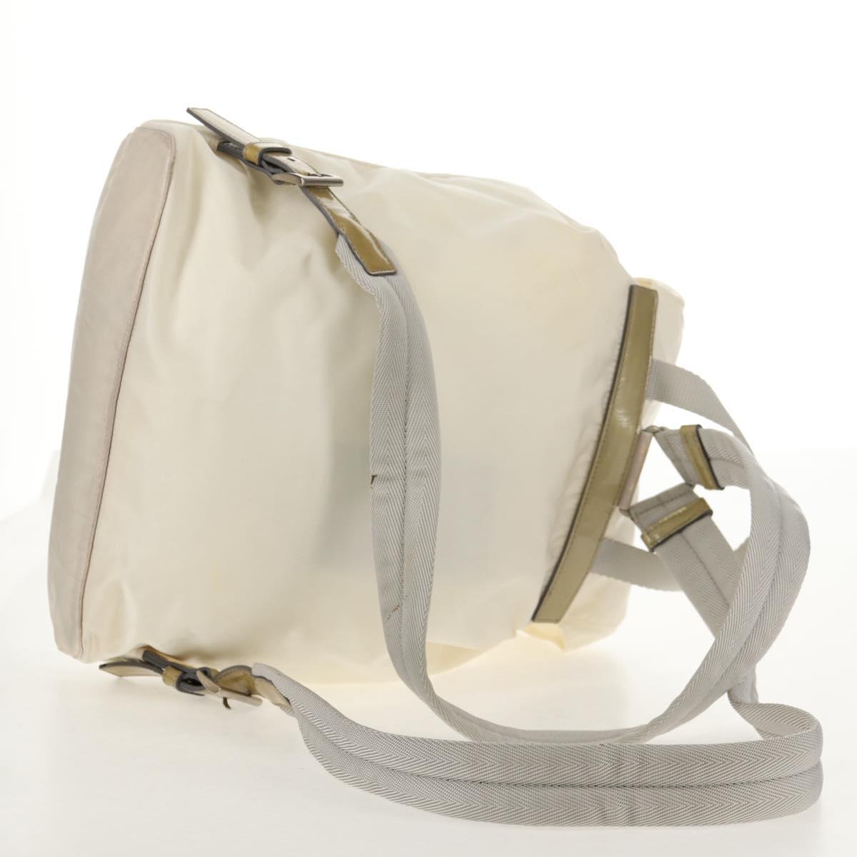 PRADA Backpack Nylon White Silver Auth 149274