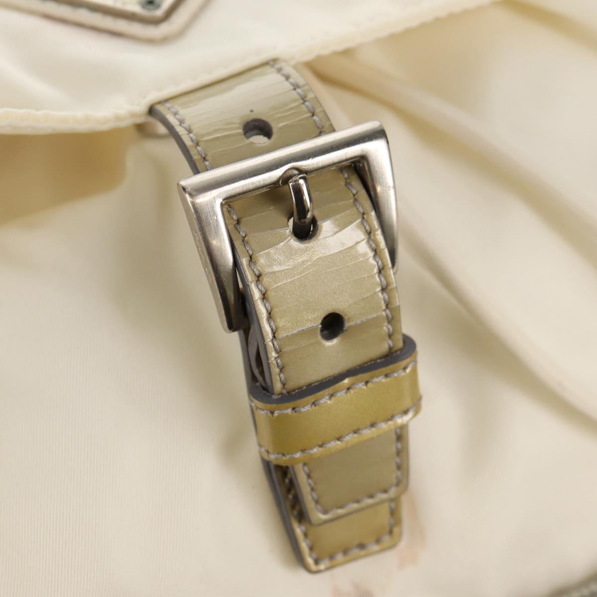PRADA Backpack Nylon White Silver Auth 149274