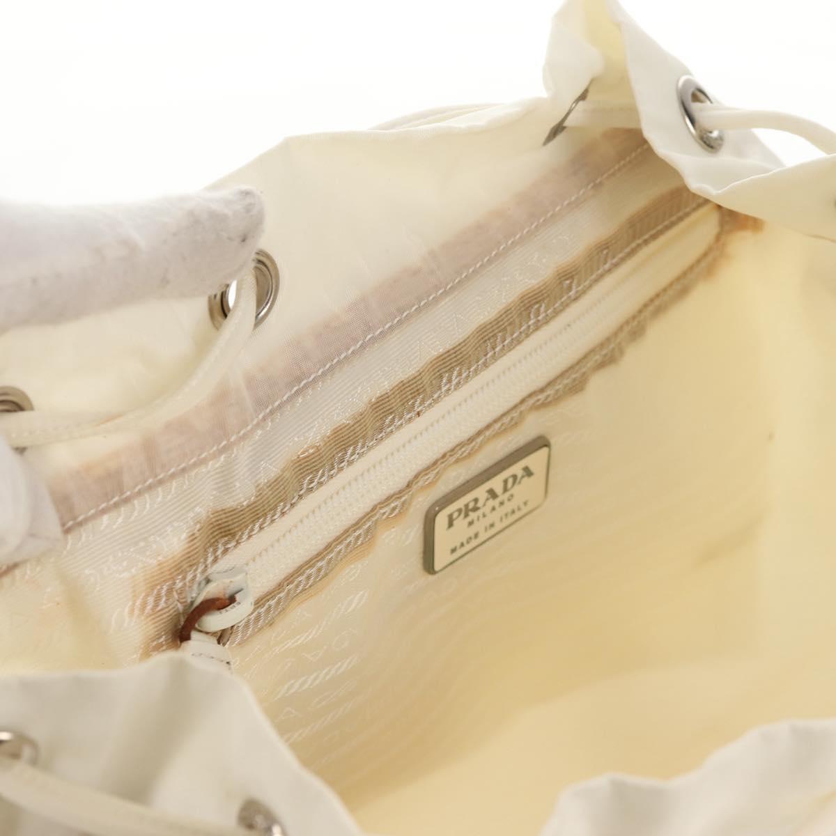 PRADA Backpack Nylon White Silver Auth 149274
