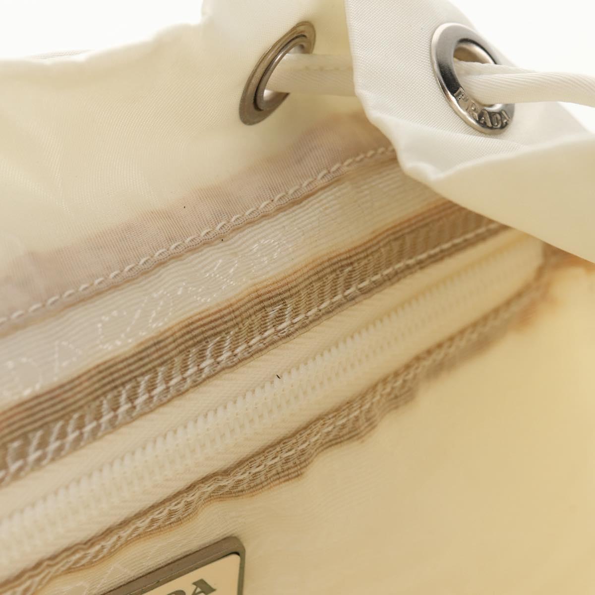 PRADA Backpack Nylon White Silver Auth 149274