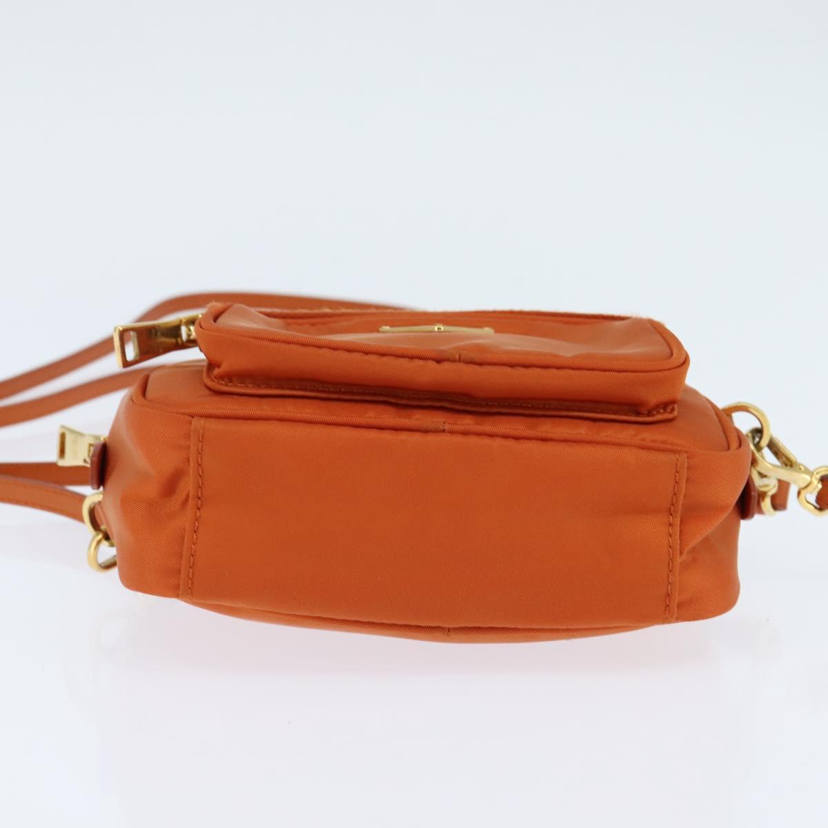 PRADA Shoulder Bag Nylon Orange Gold Auth 149289