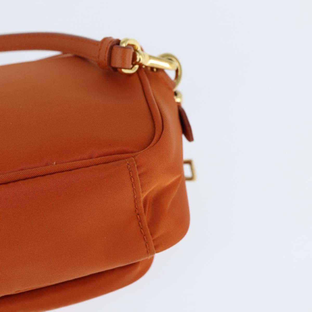 PRADA Shoulder Bag Nylon Orange Gold Auth 149289