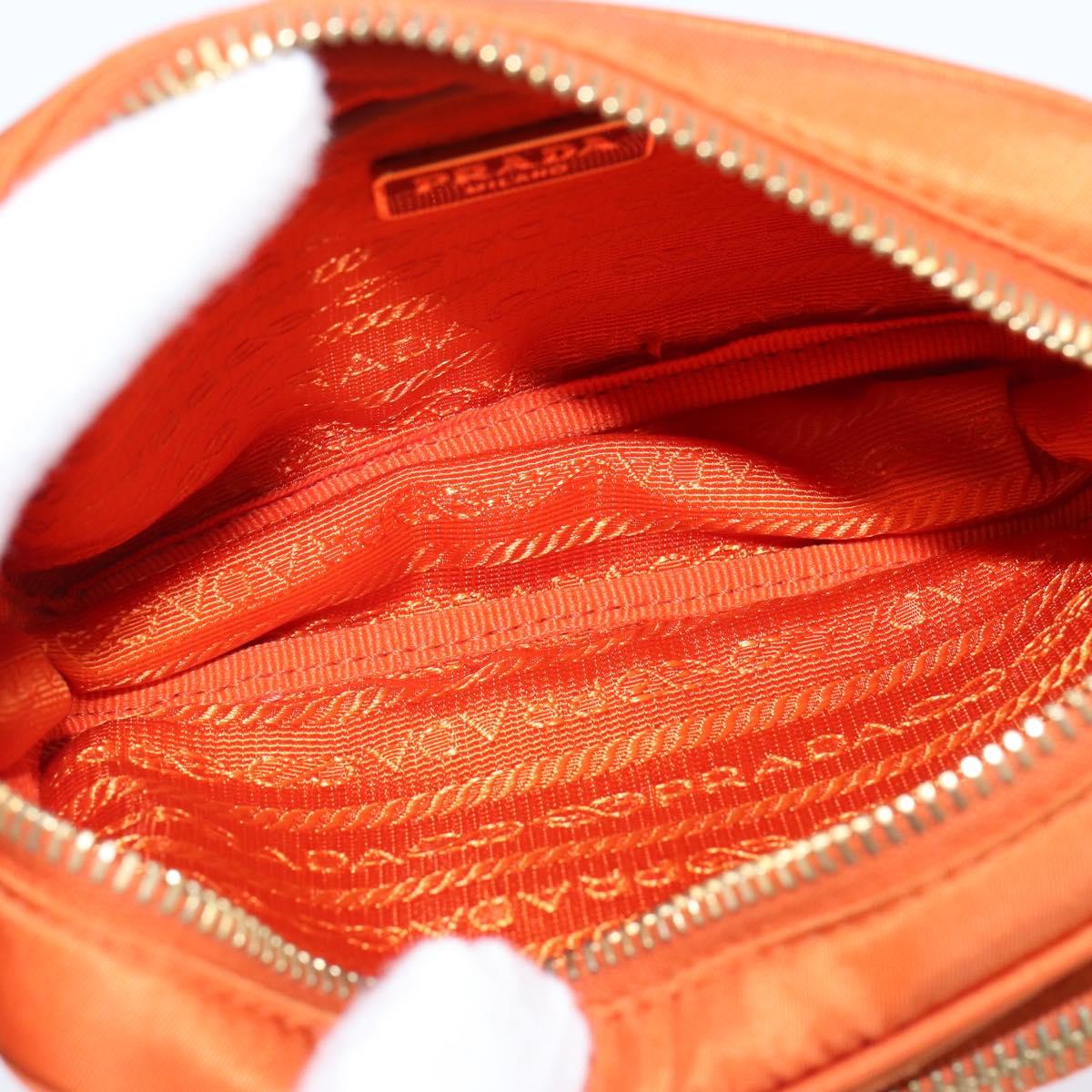 PRADA Shoulder Bag Nylon Orange Gold Auth 149289