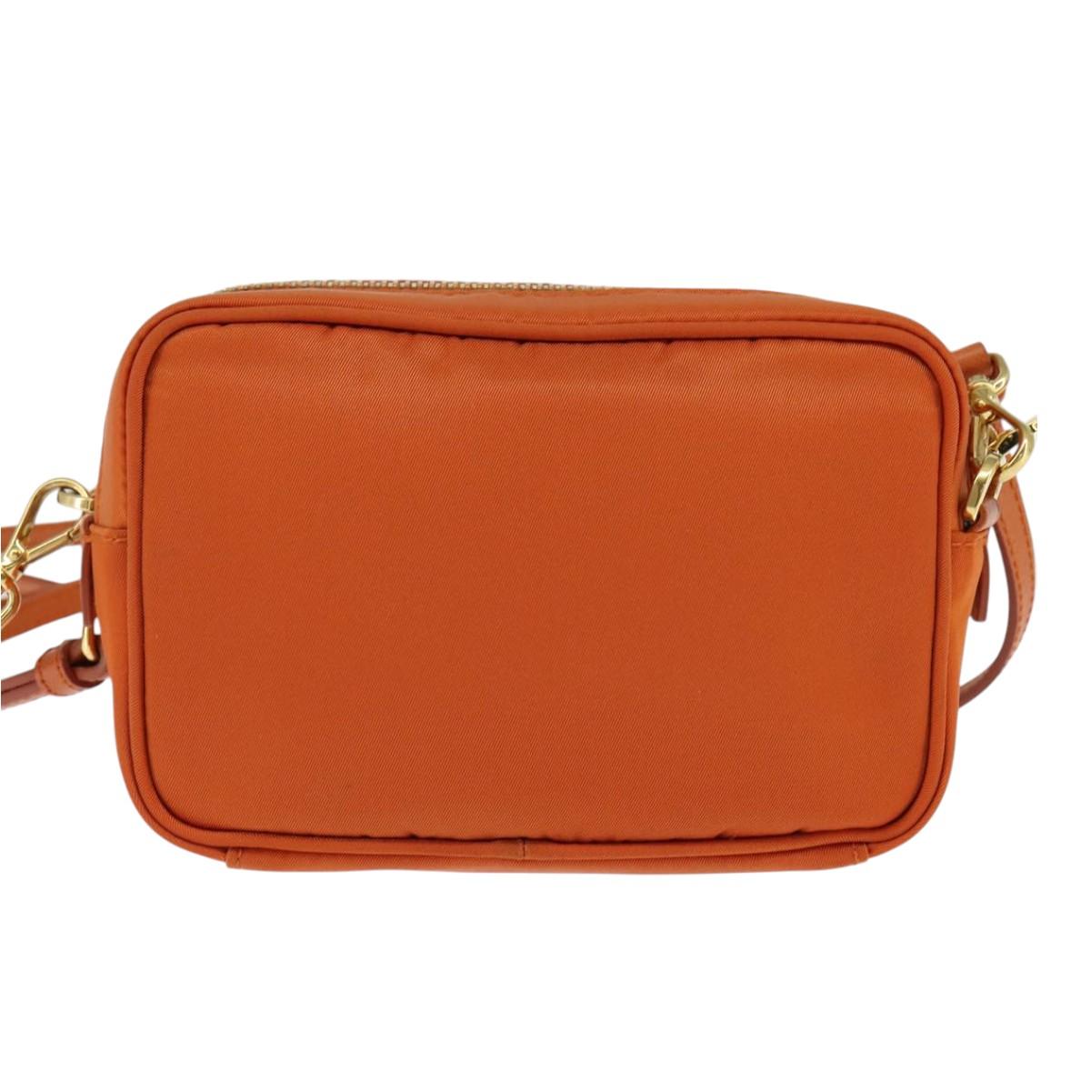 PRADA Shoulder Bag Nylon Orange Gold Auth 149289