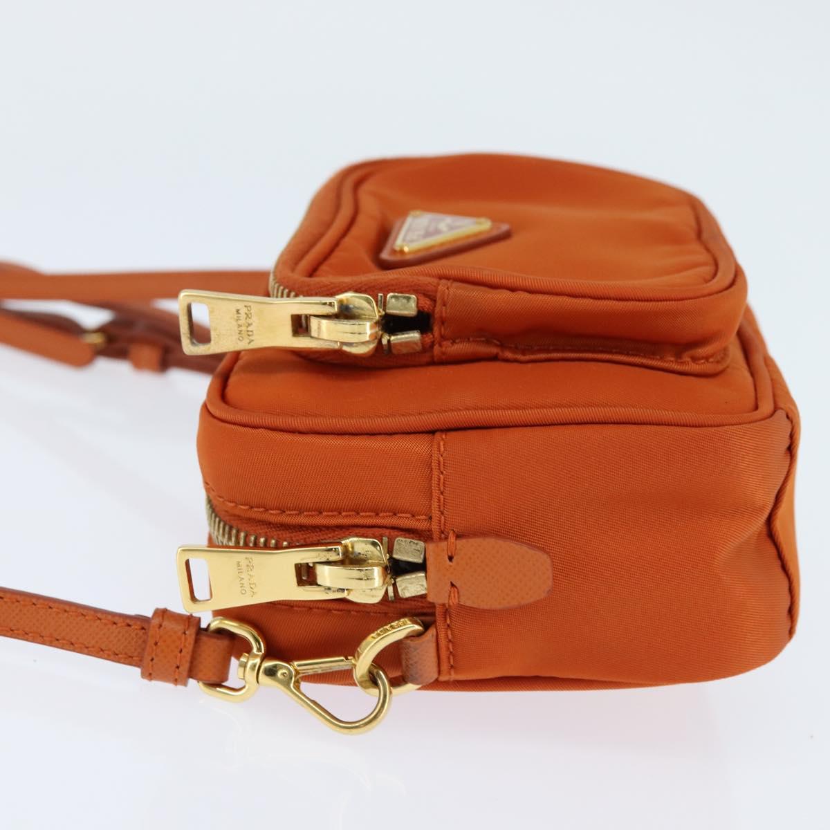 PRADA Shoulder Bag Nylon Orange Gold Auth 149289