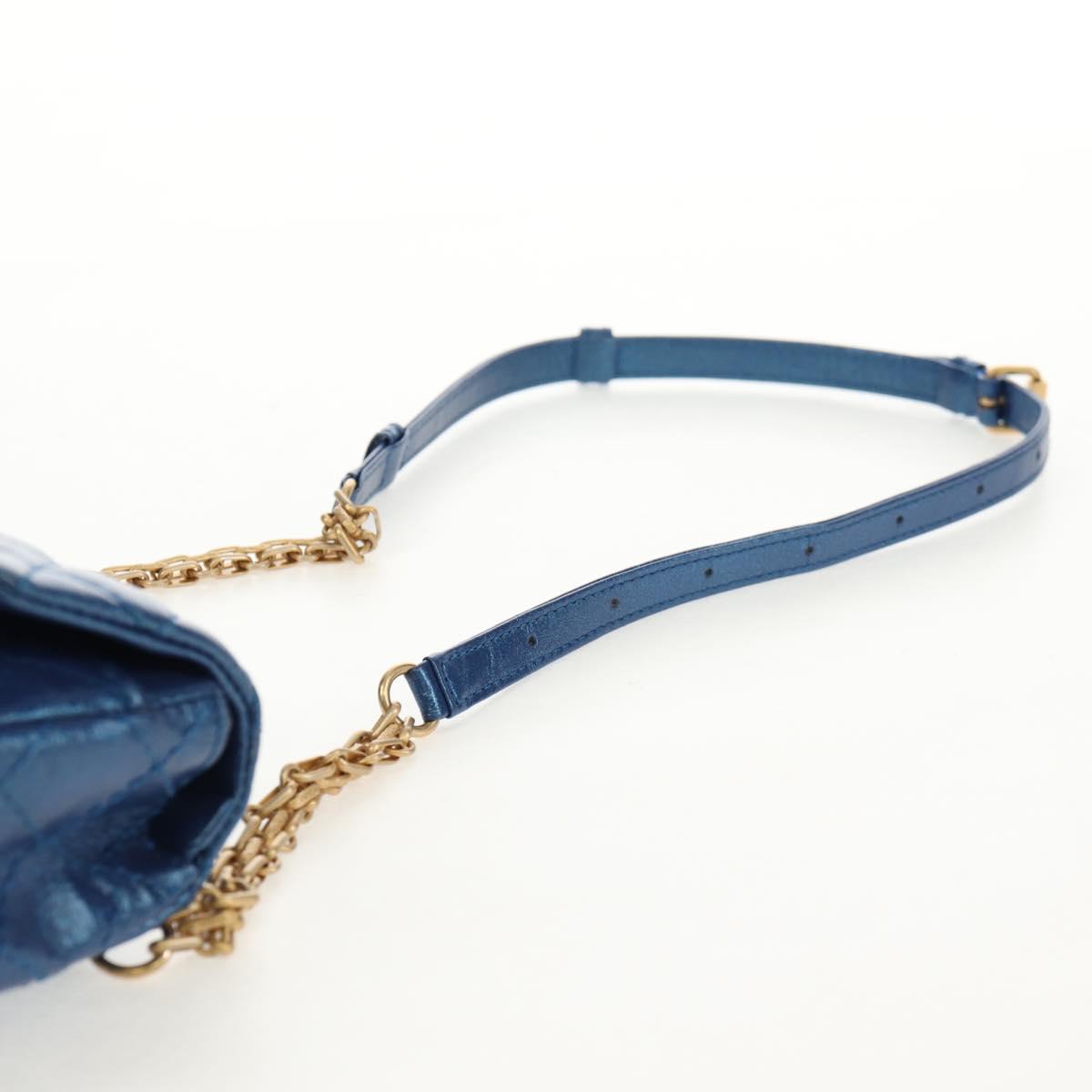 CHANEL 2.55 Matelasse Chain Shoulder Bag Calf Skin Blue Gold CC Auth 149291M
