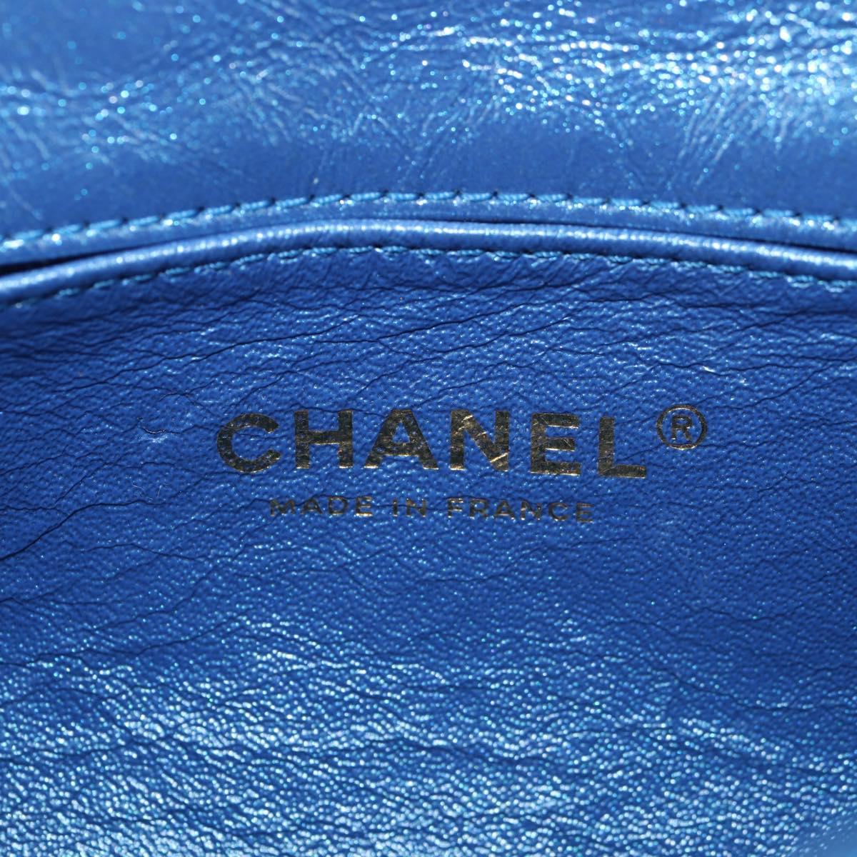 CHANEL 2.55 Matelasse Chain Shoulder Bag Calf Skin Blue Gold CC Auth 149291SM