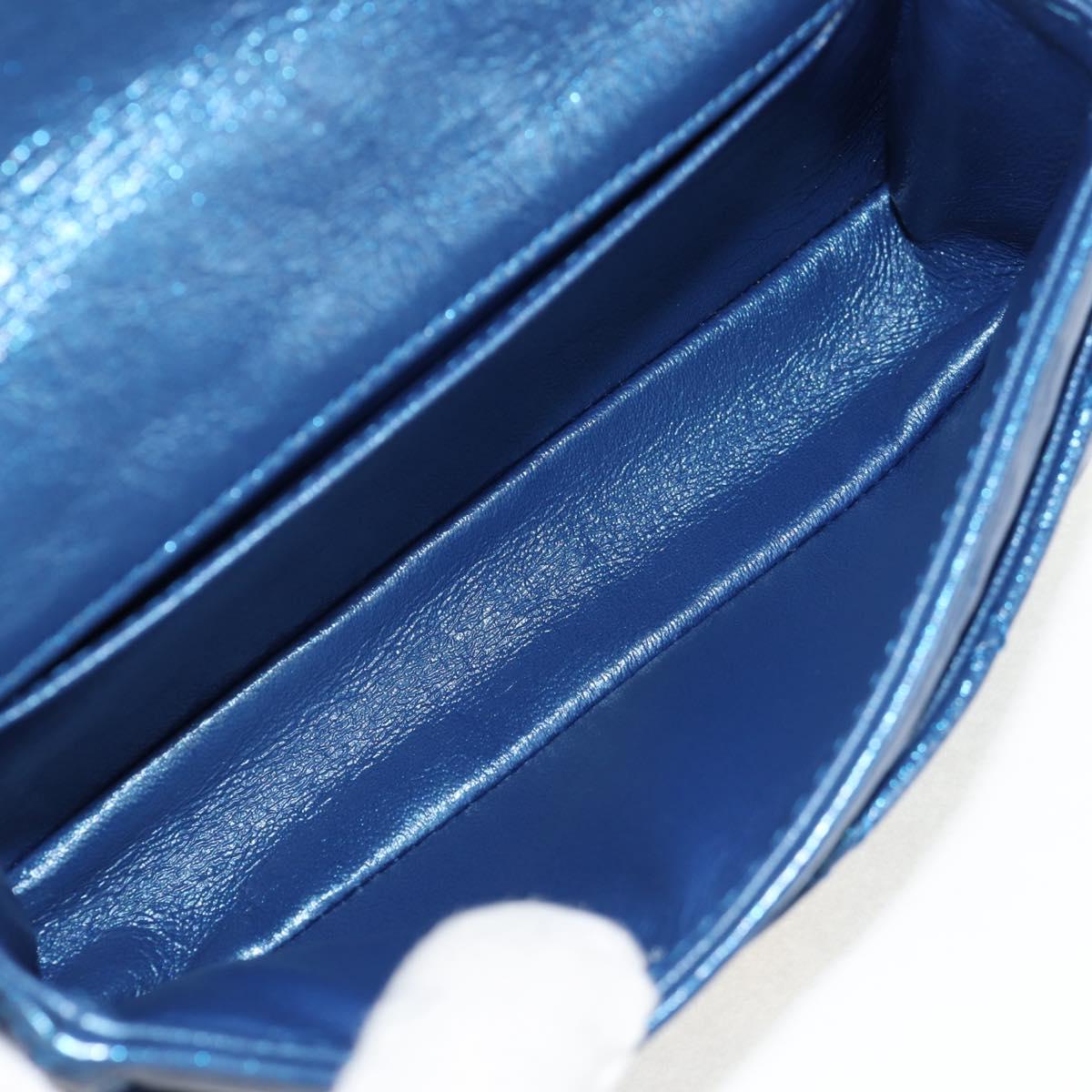 CHANEL 2.55 Matelasse Chain Shoulder Bag Calf Skin Blue Gold CC Auth 149291M