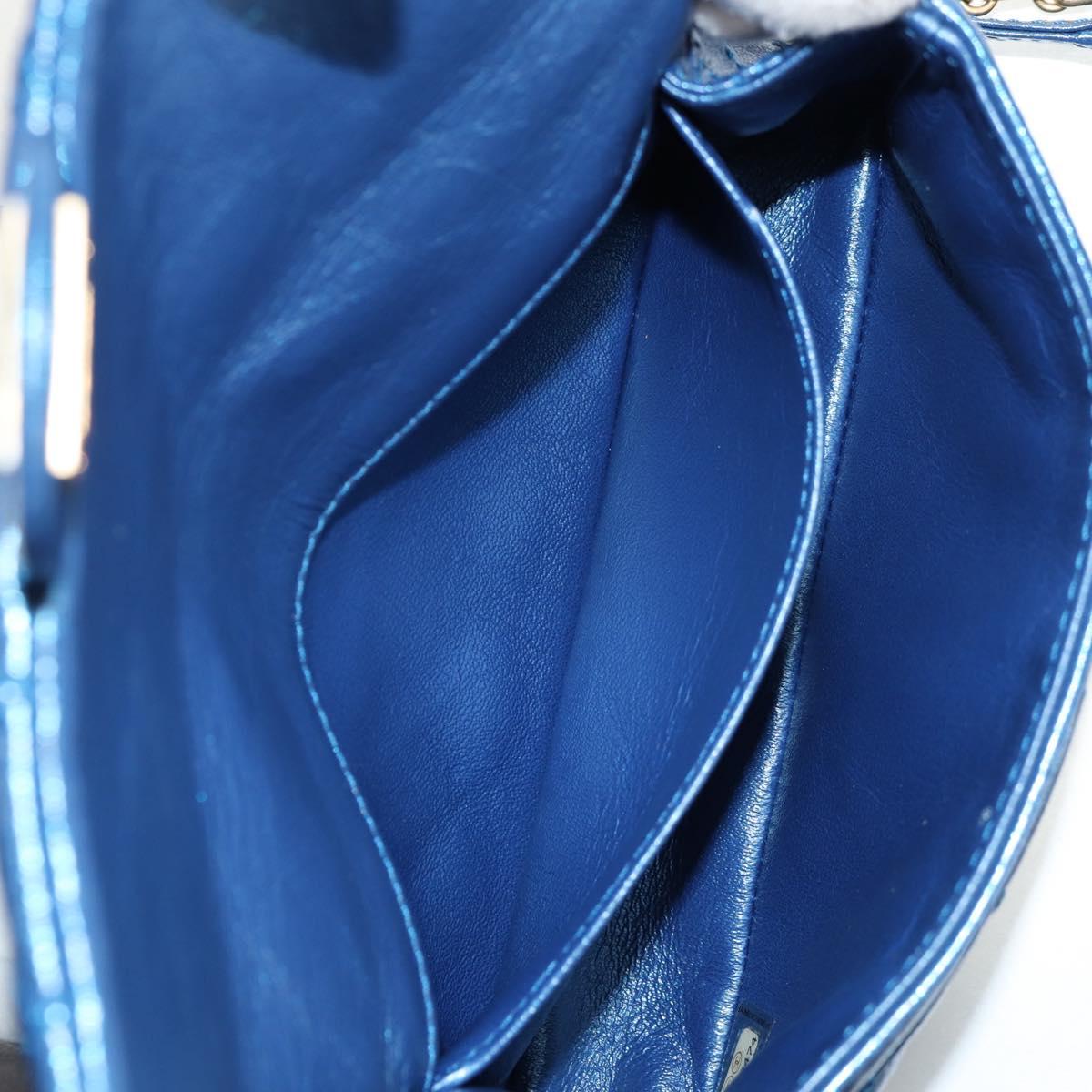 CHANEL 2.55 Matelasse Chain Shoulder Bag Calf Skin Blue Gold CC Auth 149291SM