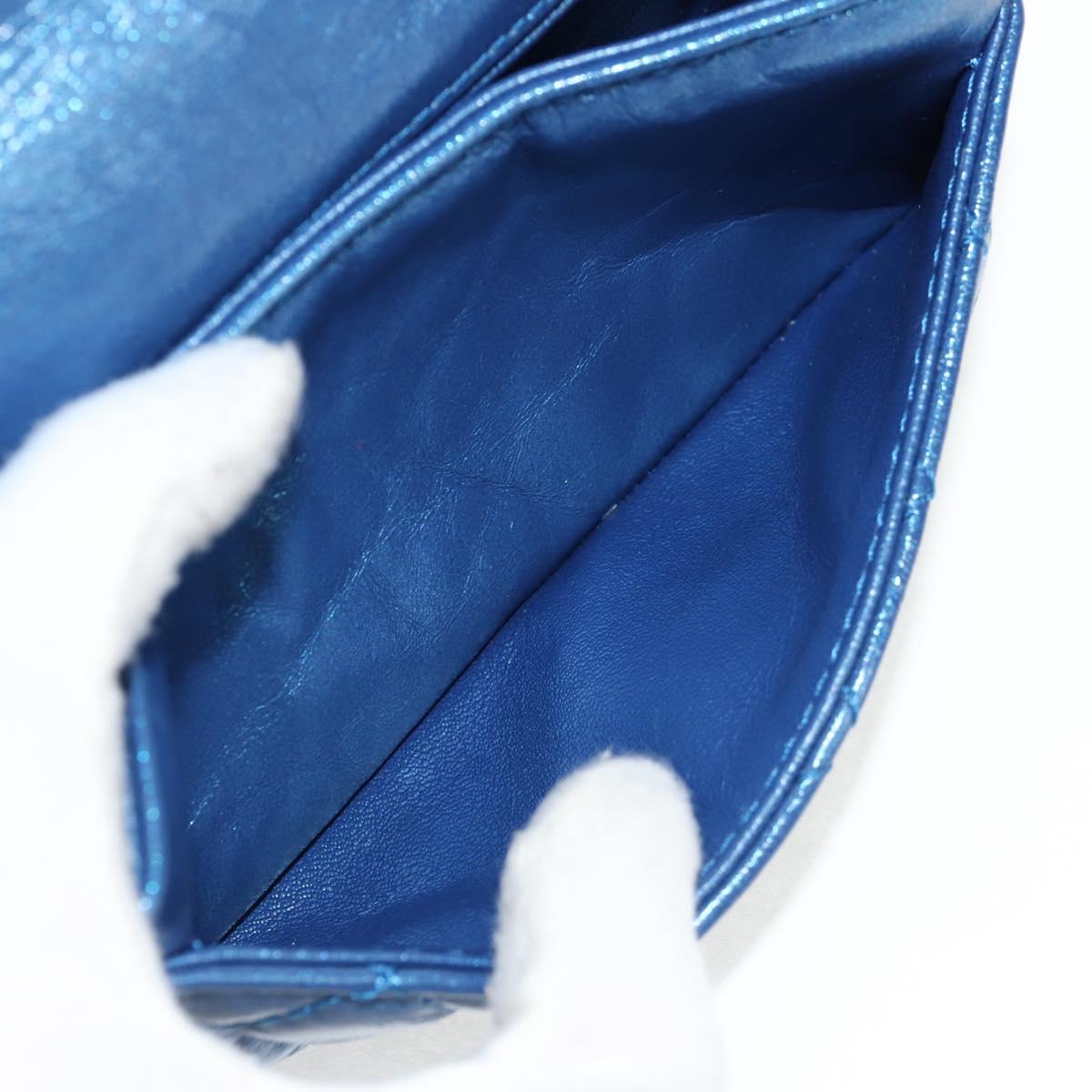 CHANEL 2.55 Matelasse Chain Shoulder Bag Calf Skin Blue Gold CC Auth 149291M