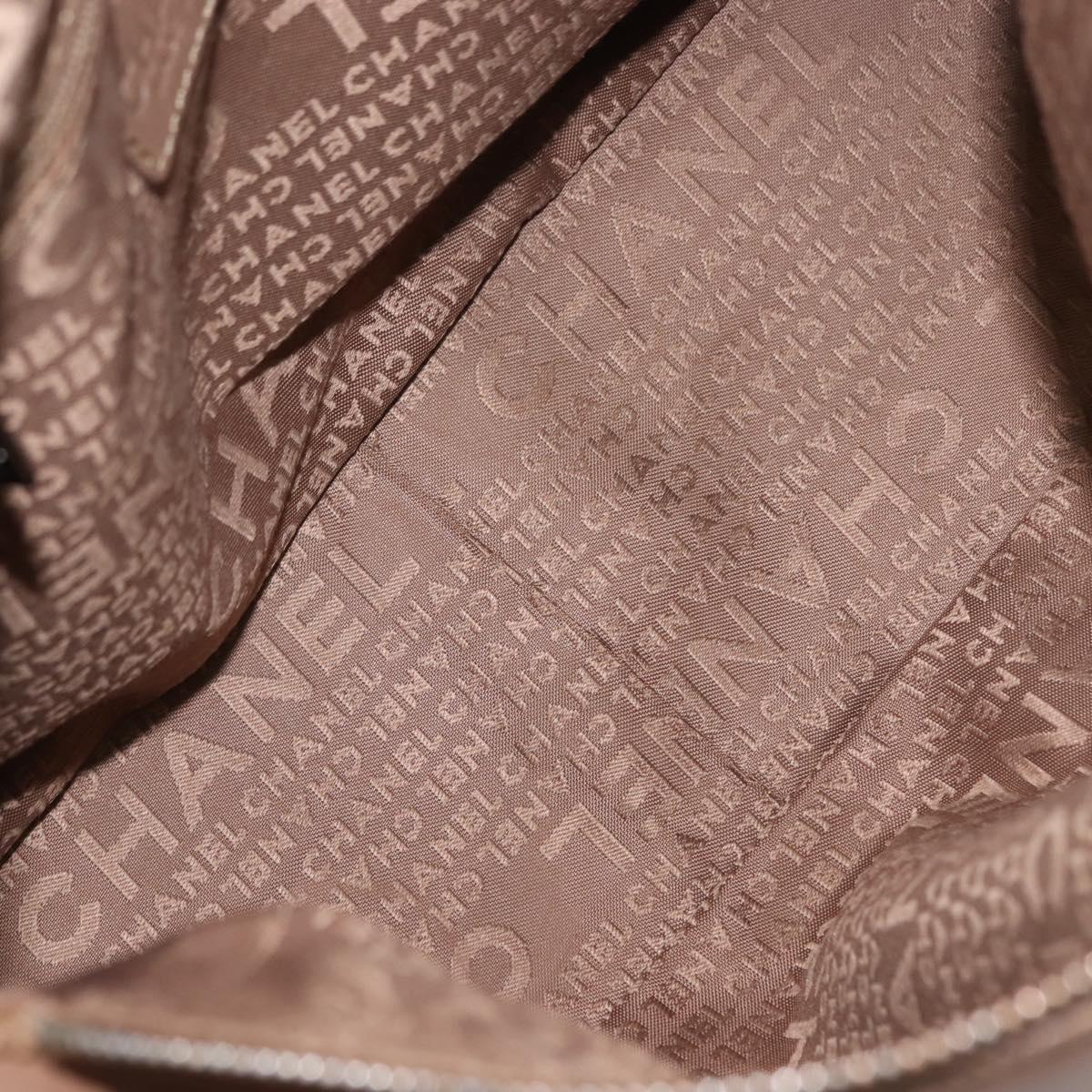 CHANEL Choco Bar Hand Bag Lamb Skin Brown Silver CC Auth 149307