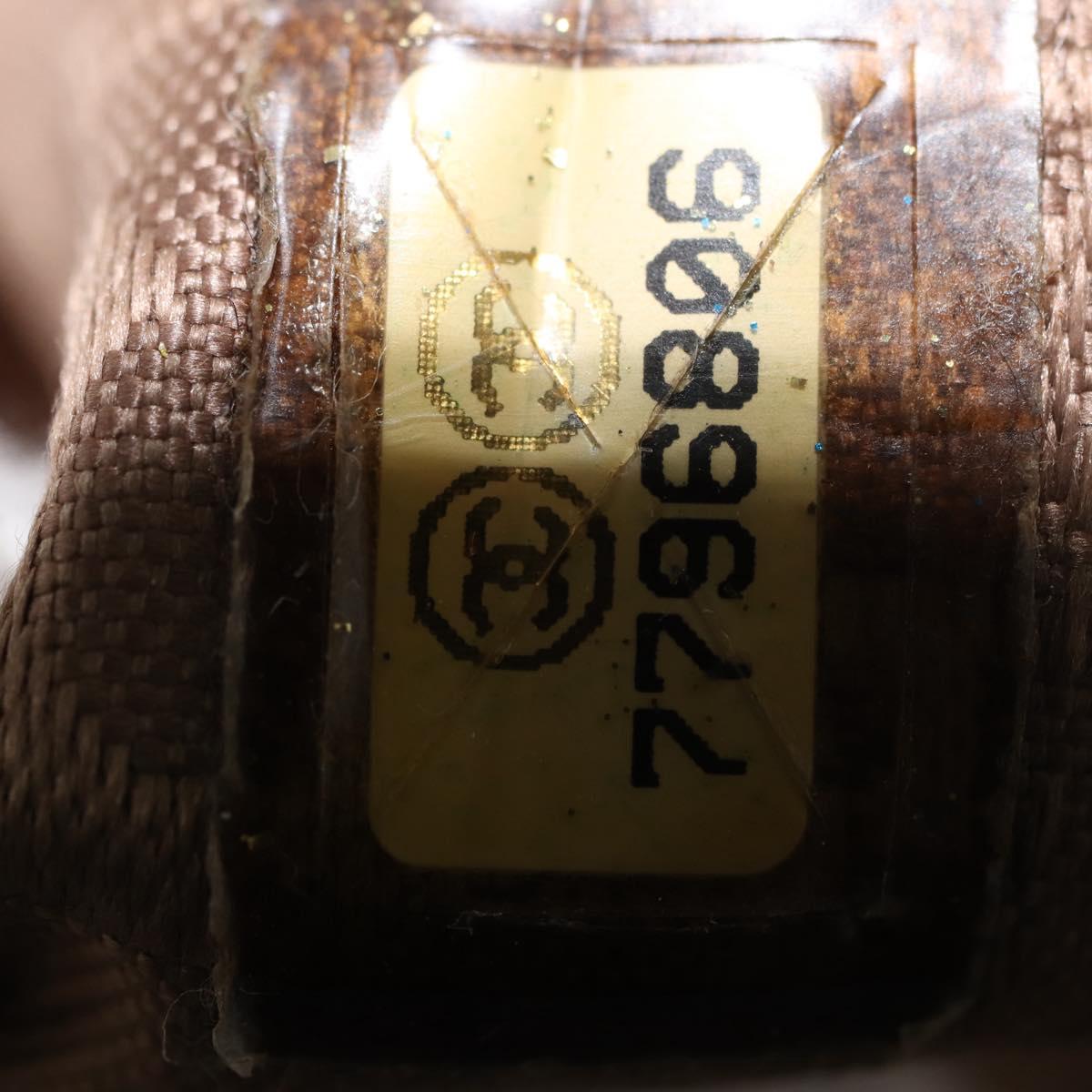 CHANEL Choco Bar Hand Bag Lamb Skin Brown Silver CC Auth 149307