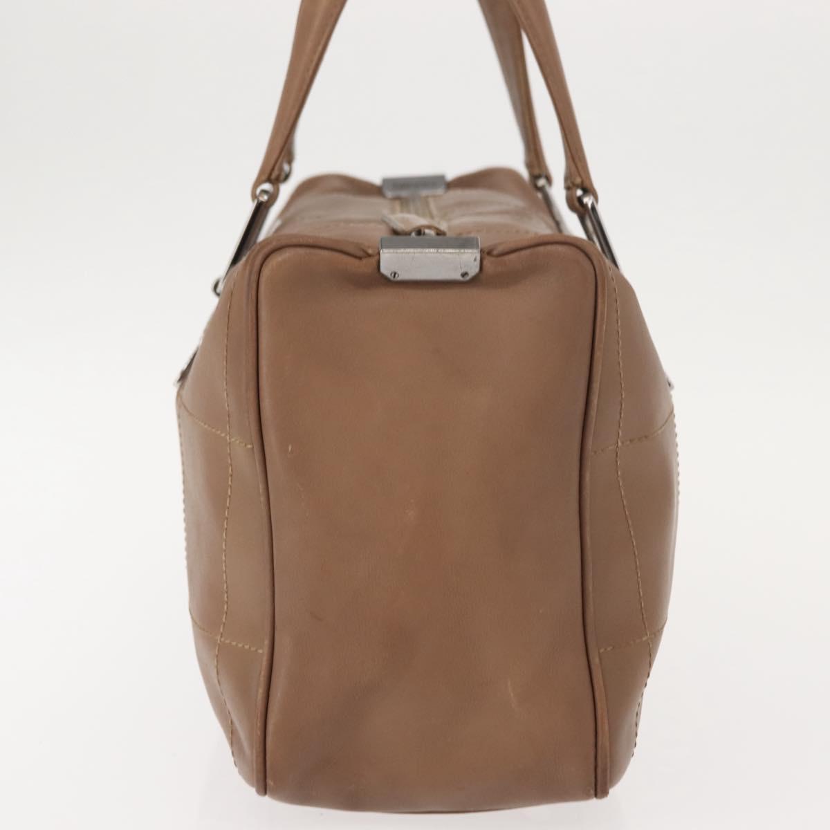 CHANEL Choco Bar Hand Bag Lamb Skin Brown Silver CC Auth 149307