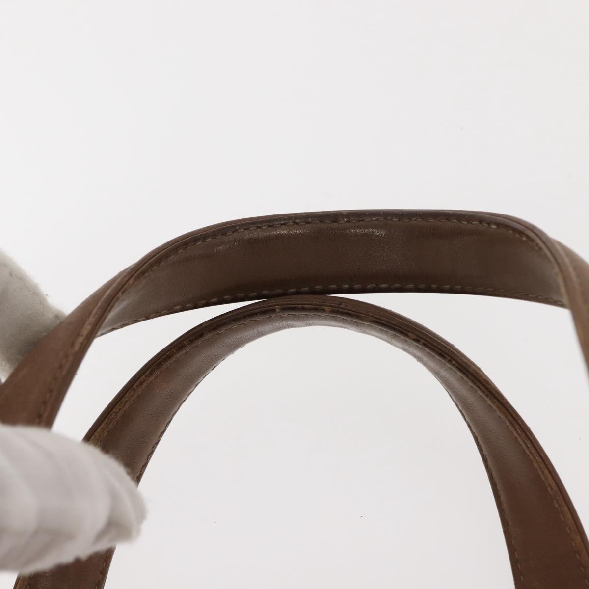 CHANEL Choco Bar Hand Bag Lamb Skin Brown Silver CC Auth 149307