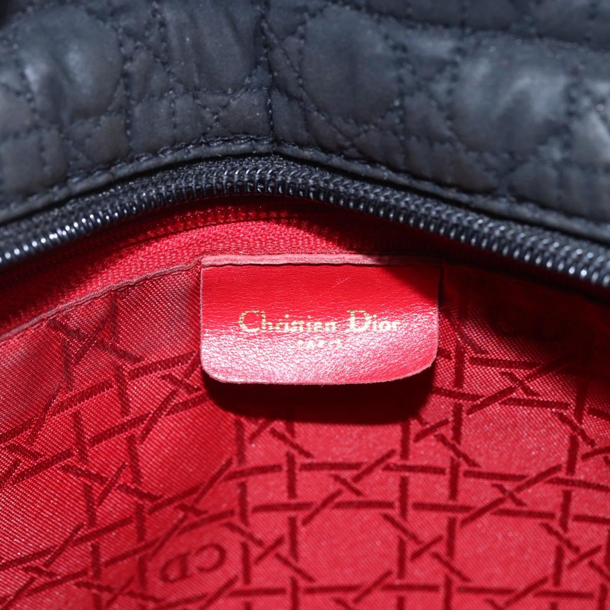 Christian Dior Canage Hand Bag Nylon Black Gold Auth 149311