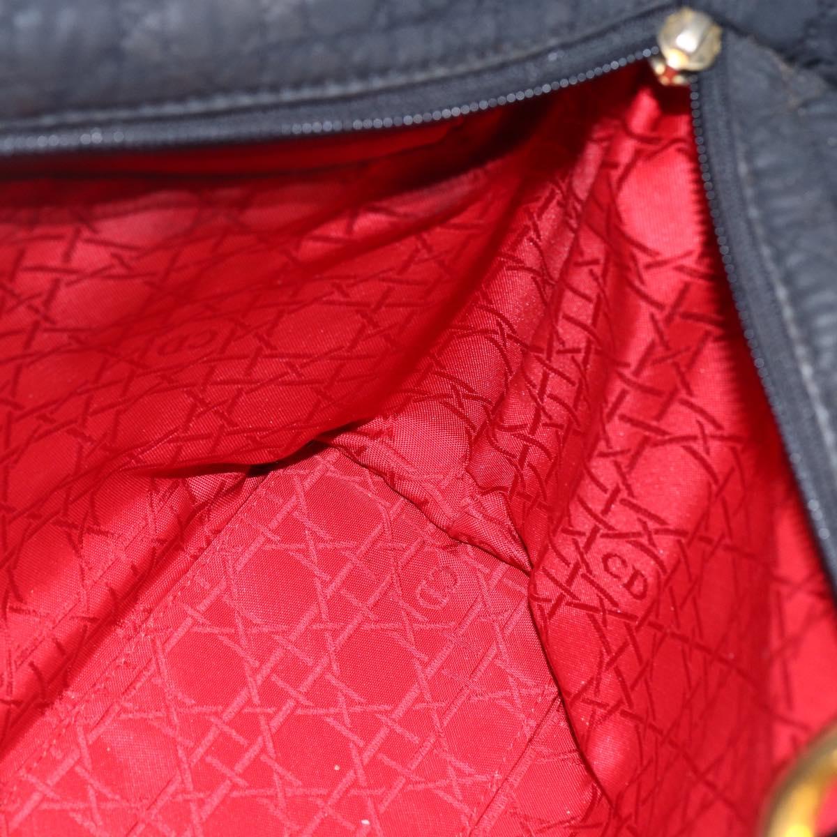 Christian Dior Canage Hand Bag Nylon Black Gold Auth 149311