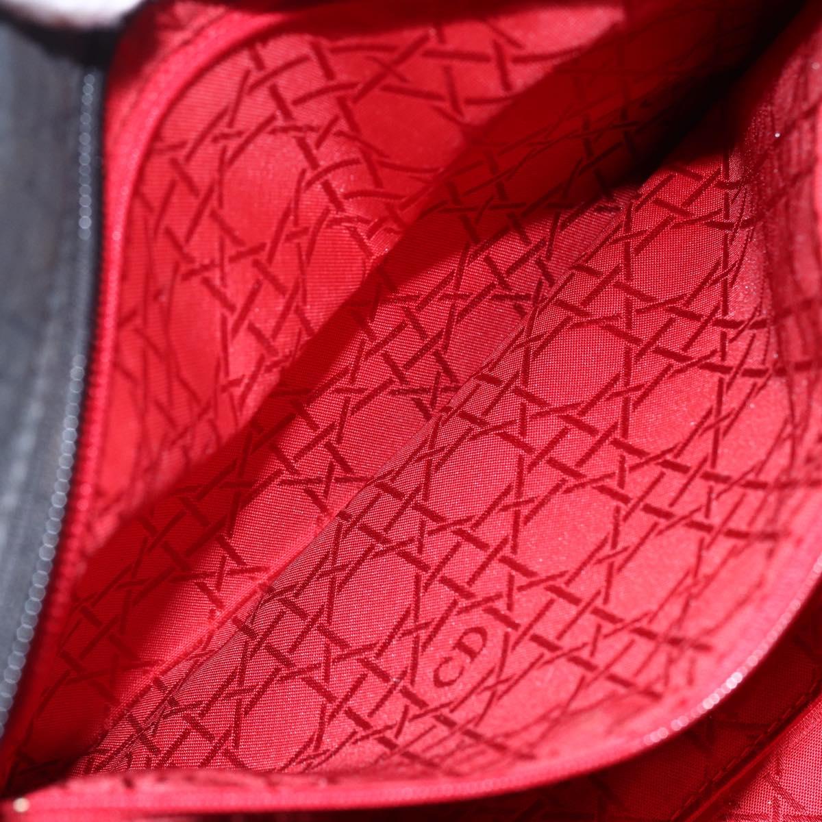 Christian Dior Canage Hand Bag Nylon Black Gold Auth 149311