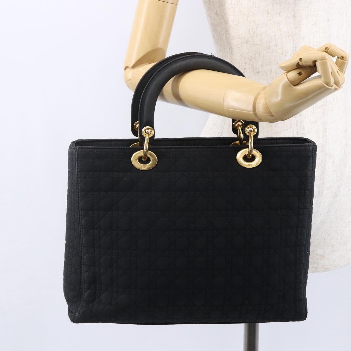 Christian Dior Canage Hand Bag Black Gold Auth 149311