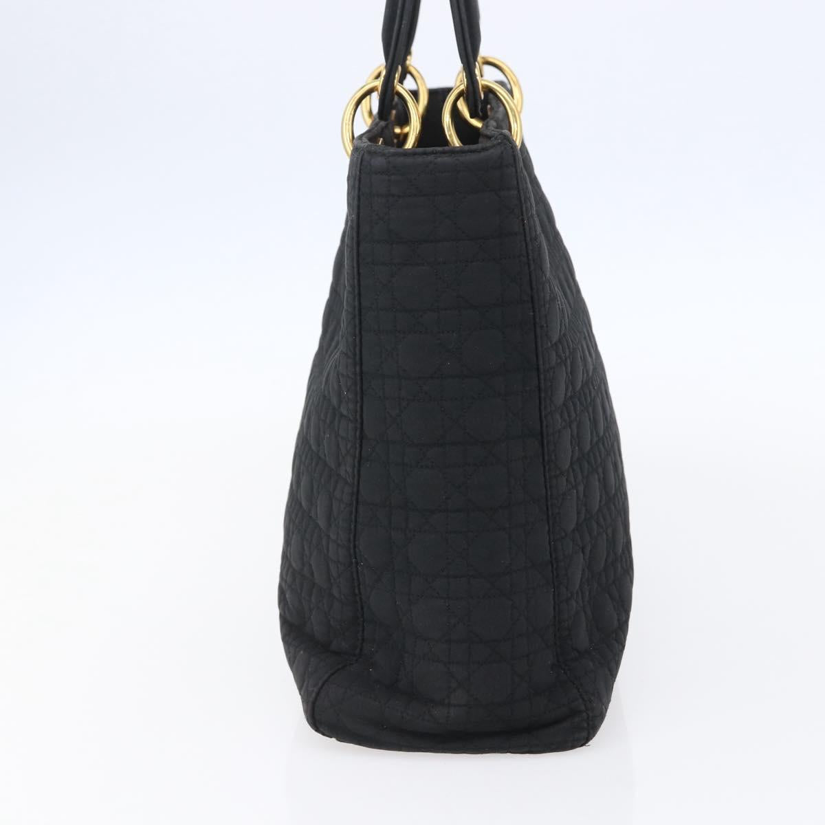 Christian Dior Canage Hand Bag Black Gold Auth 149311