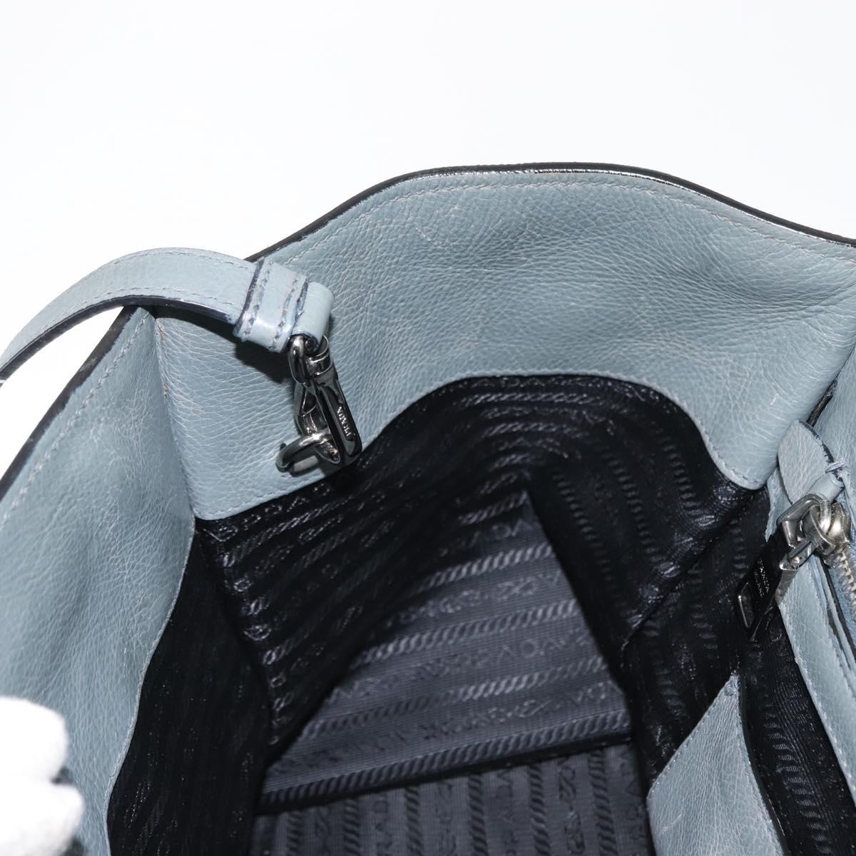 PRADA Hand Bag Leather Gray Silver Auth 149313