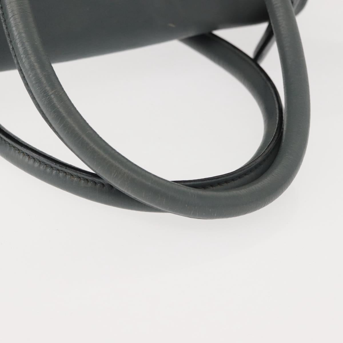 PRADA Hand Bag Leather Gray Silver Auth 149313