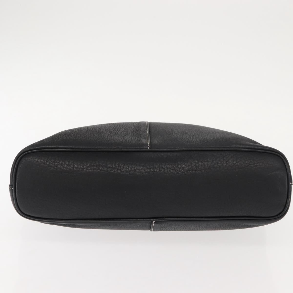 Burberrys Hand Bag Leather Black Gold Auth 149318