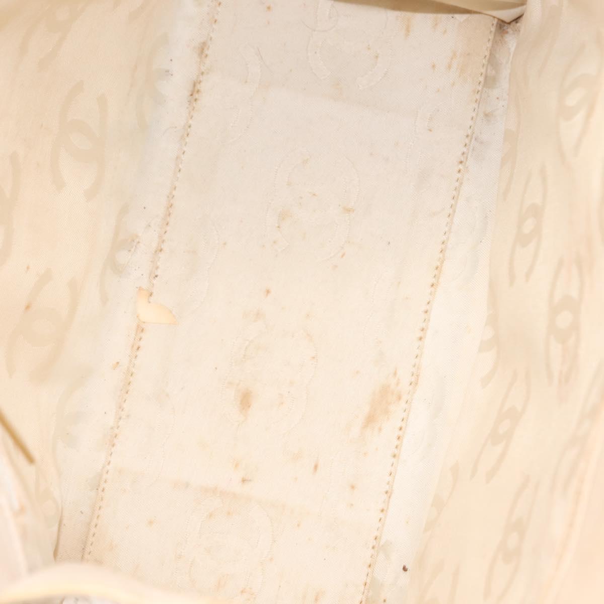 CHANEL Camelia Tote Bag Patent leather Beige Gold CC Auth 149325