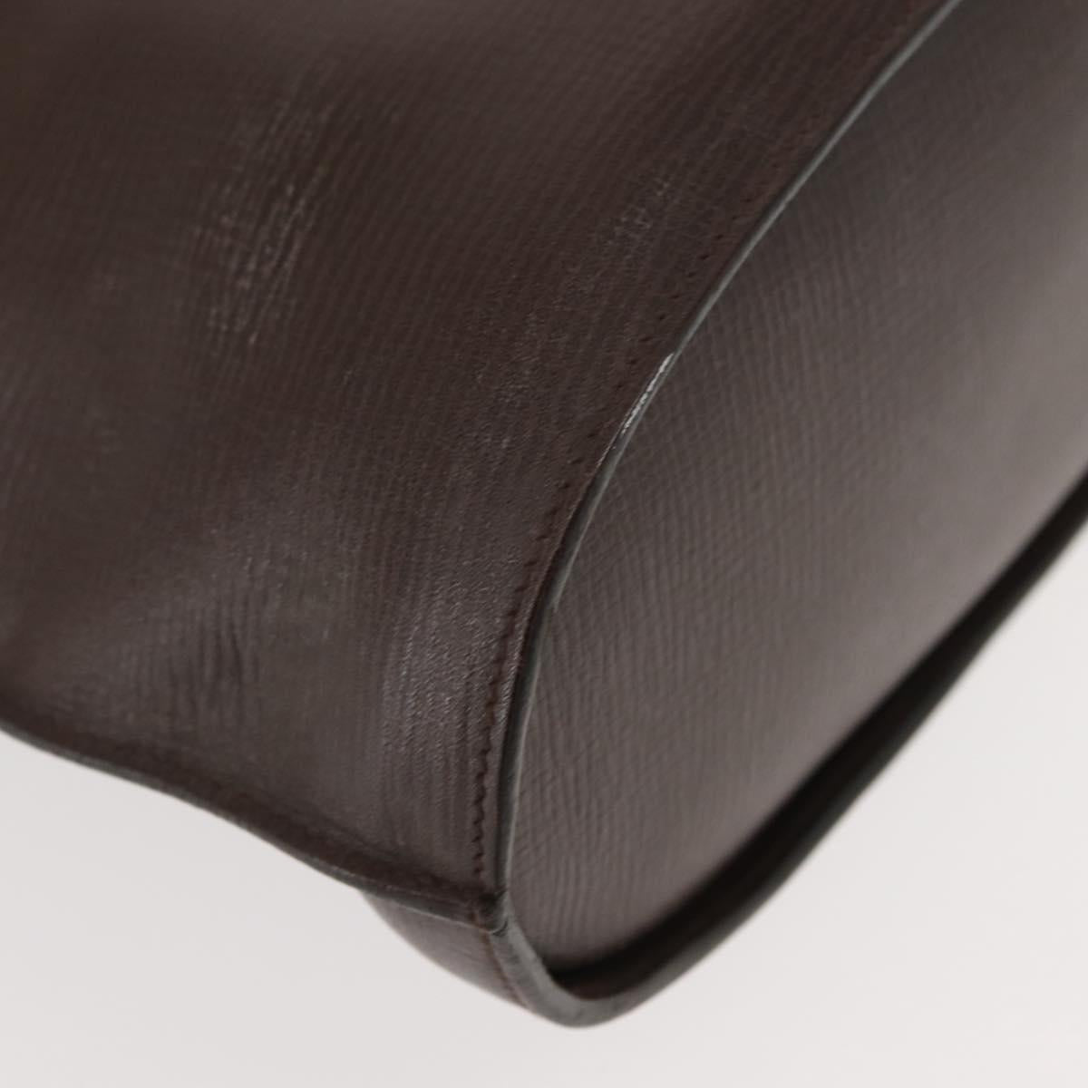 FENDI Hand Bag Leather Brown Gold Auth 149326