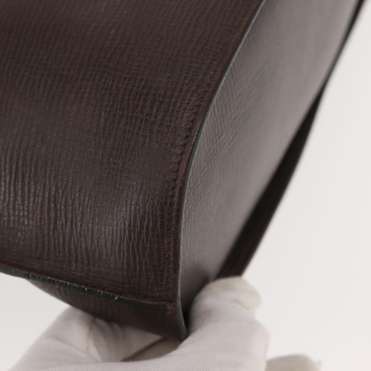 FENDI Hand Bag Leather Brown Gold Auth 149326