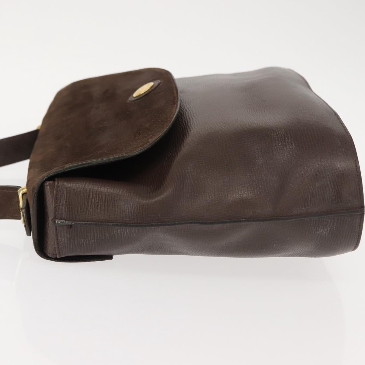 FENDI Hand Bag Leather Brown Gold Auth 149326