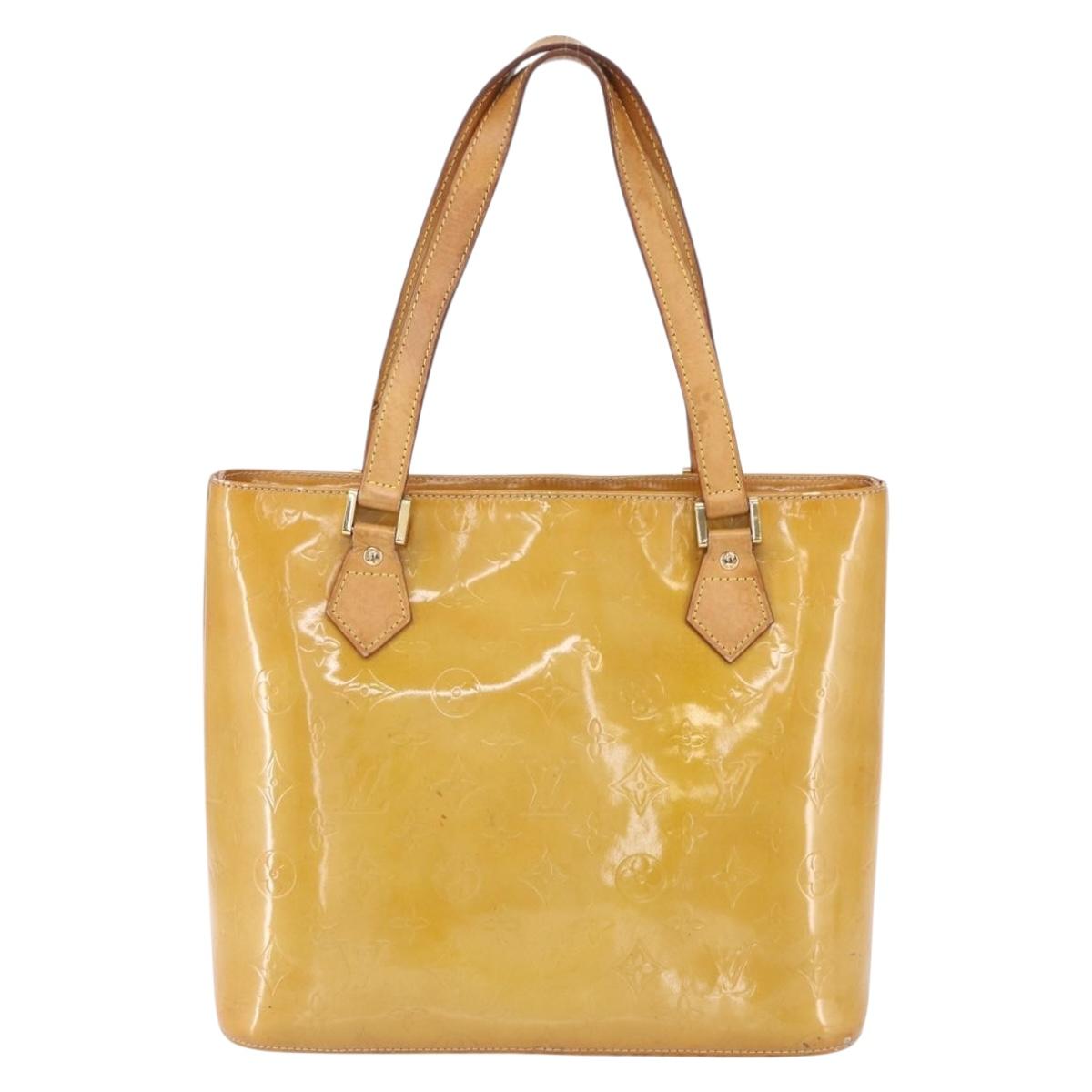 LOUIS VUITTON Monogram Vernis Houston Hand Bag Beige M91004 LV Auth 149327