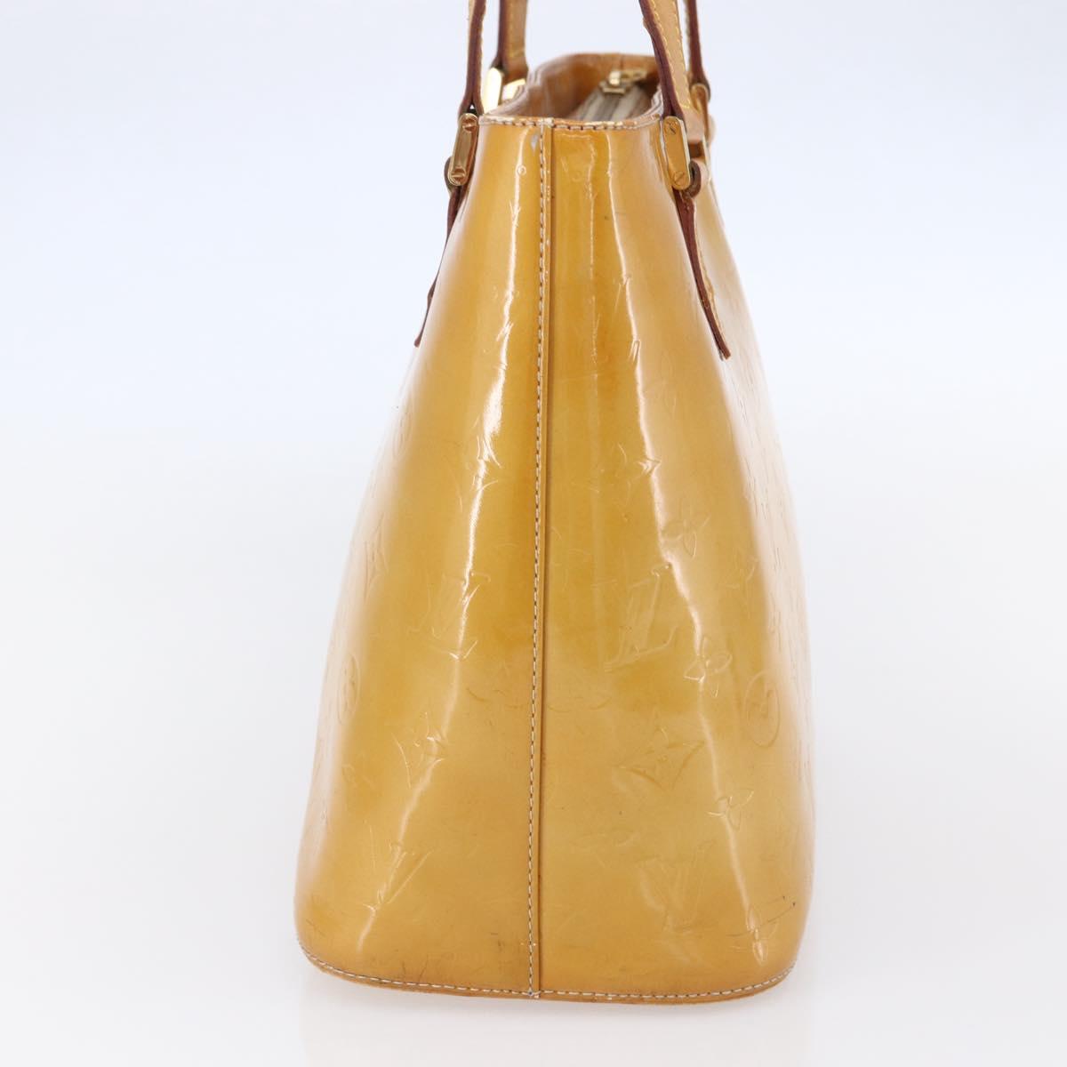 LOUIS VUITTON Monogram Vernis Houston Hand Bag Beige M91004 LV Auth 149327