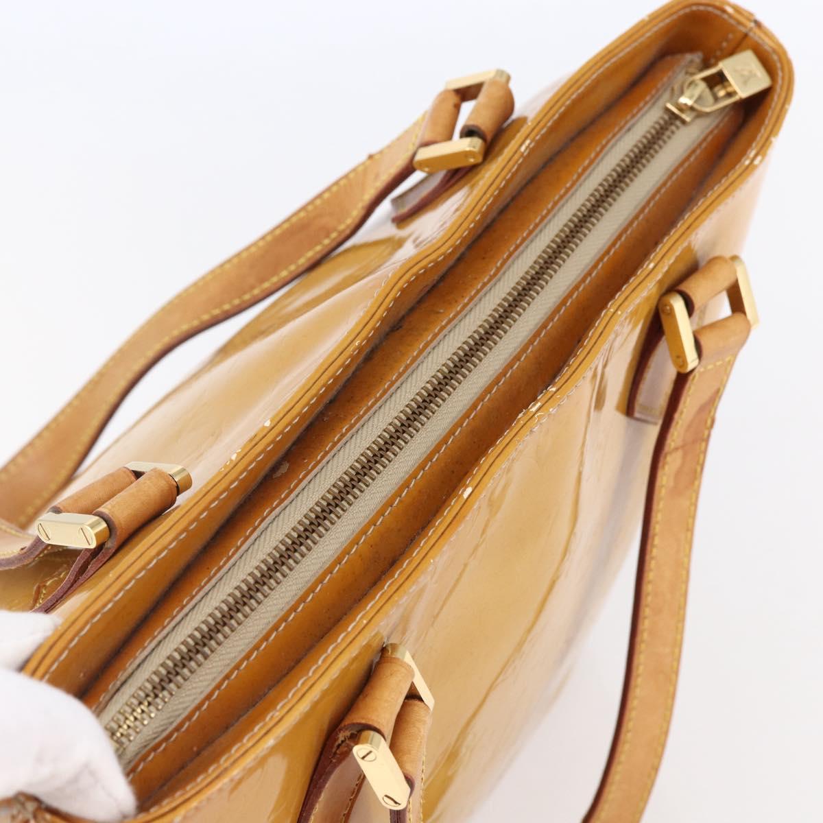 LOUIS VUITTON Monogram Vernis Houston Hand Bag Beige M91004 LV Auth 149327