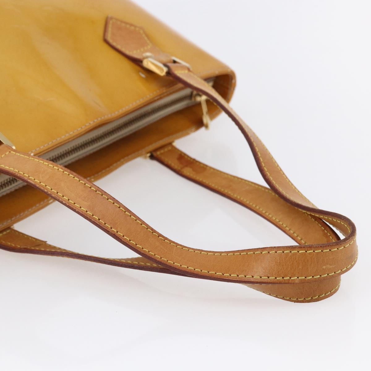 LOUIS VUITTON Monogram Vernis Houston Hand Bag Beige M91004 LV Auth 149327