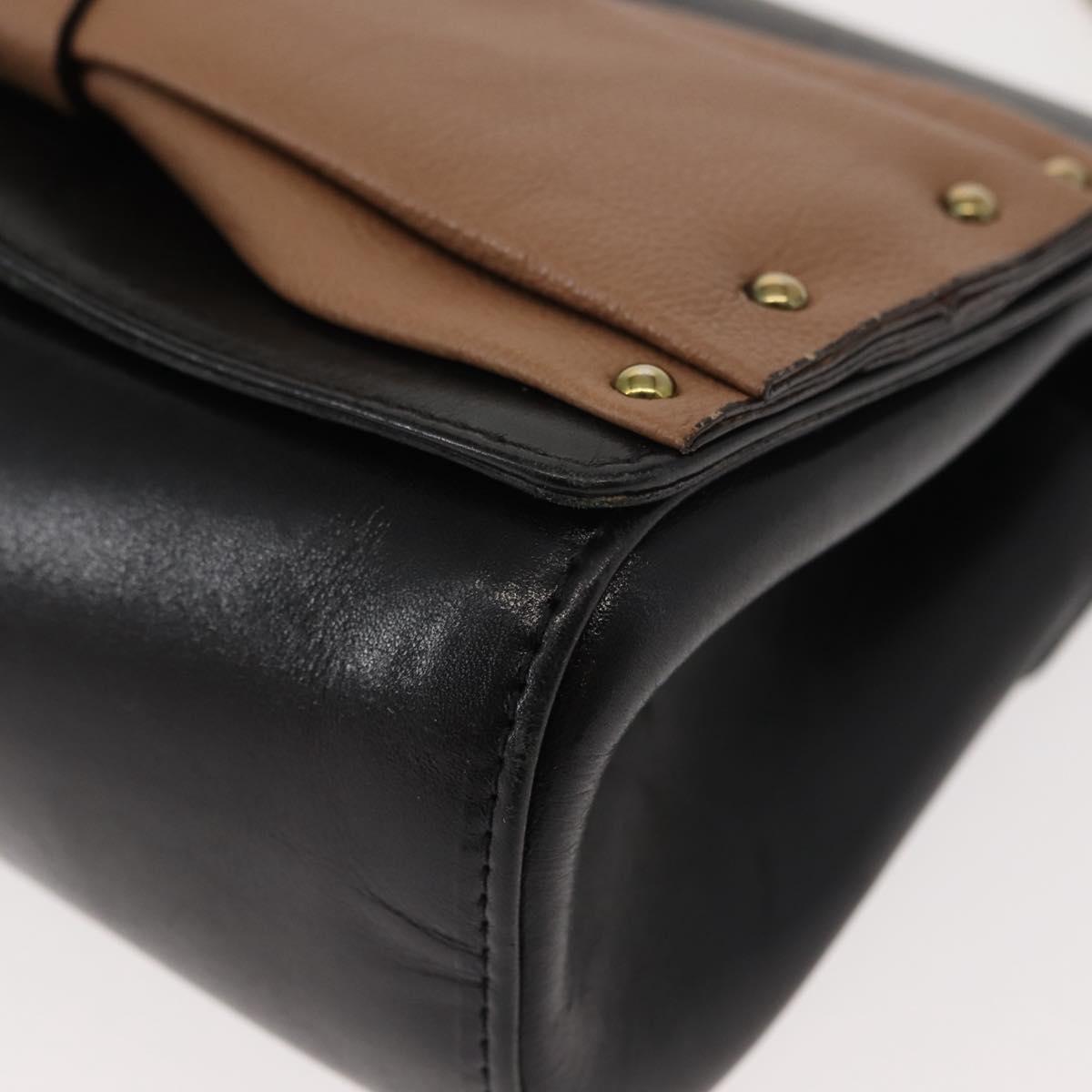 Chloe Chain Shoulder Bag Leather Black Gold Auth 149333