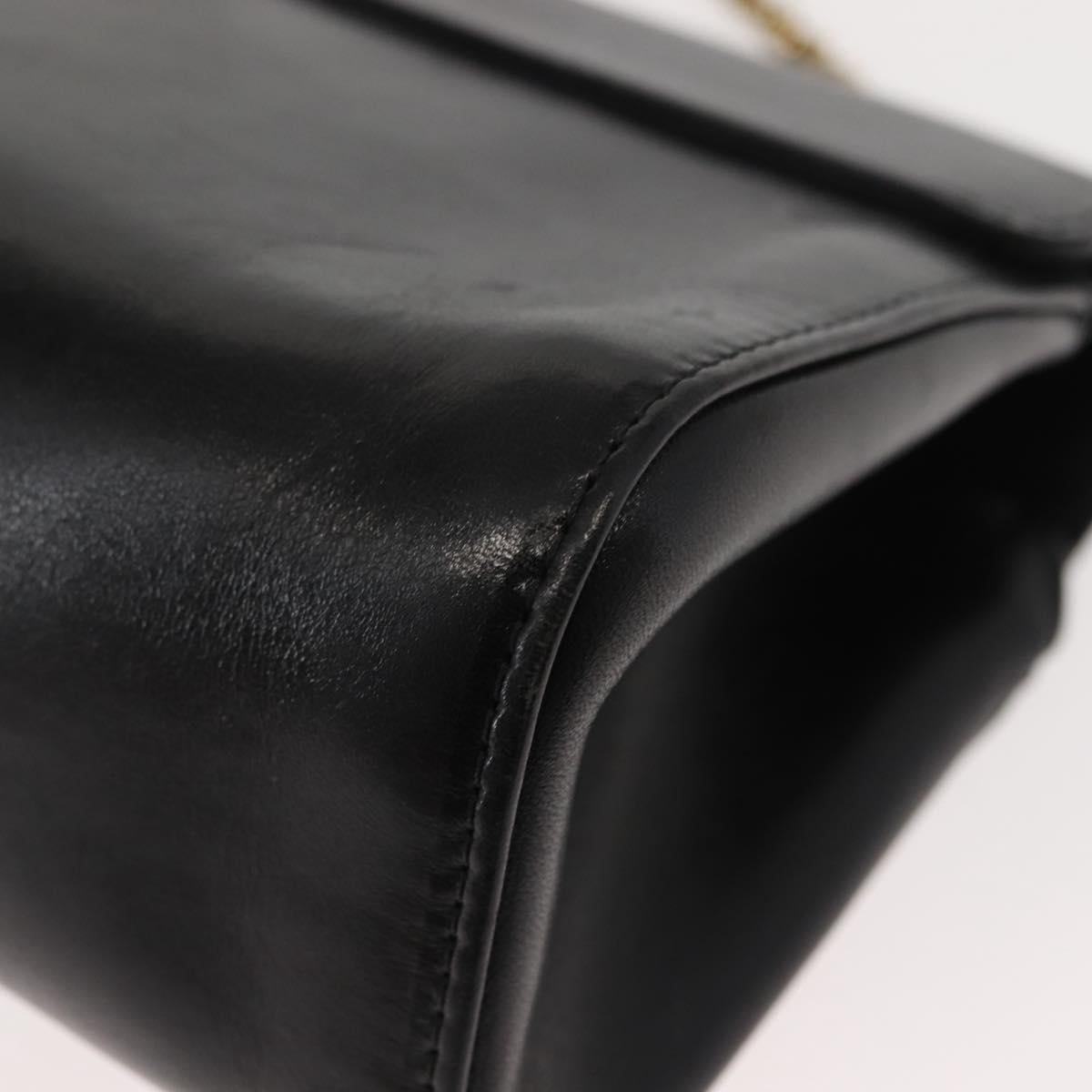 Chloe Chain Shoulder Bag Leather Black Gold Auth 149333