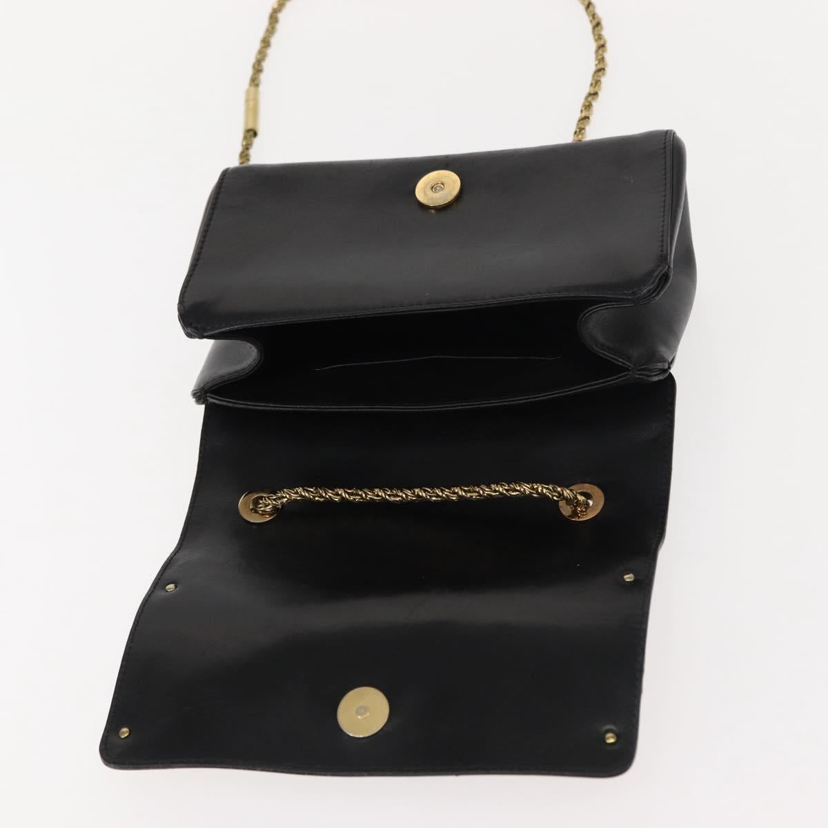 Chloe Chain Shoulder Bag Leather Black Gold Auth 149333