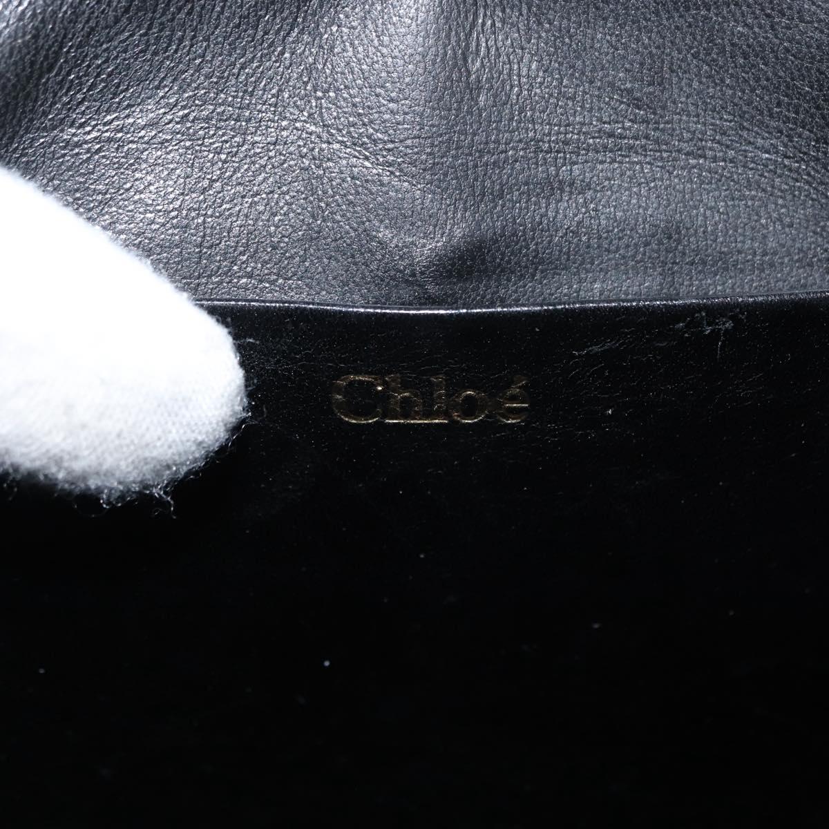 Chloe Chain Shoulder Bag Leather Black Gold Auth 149333