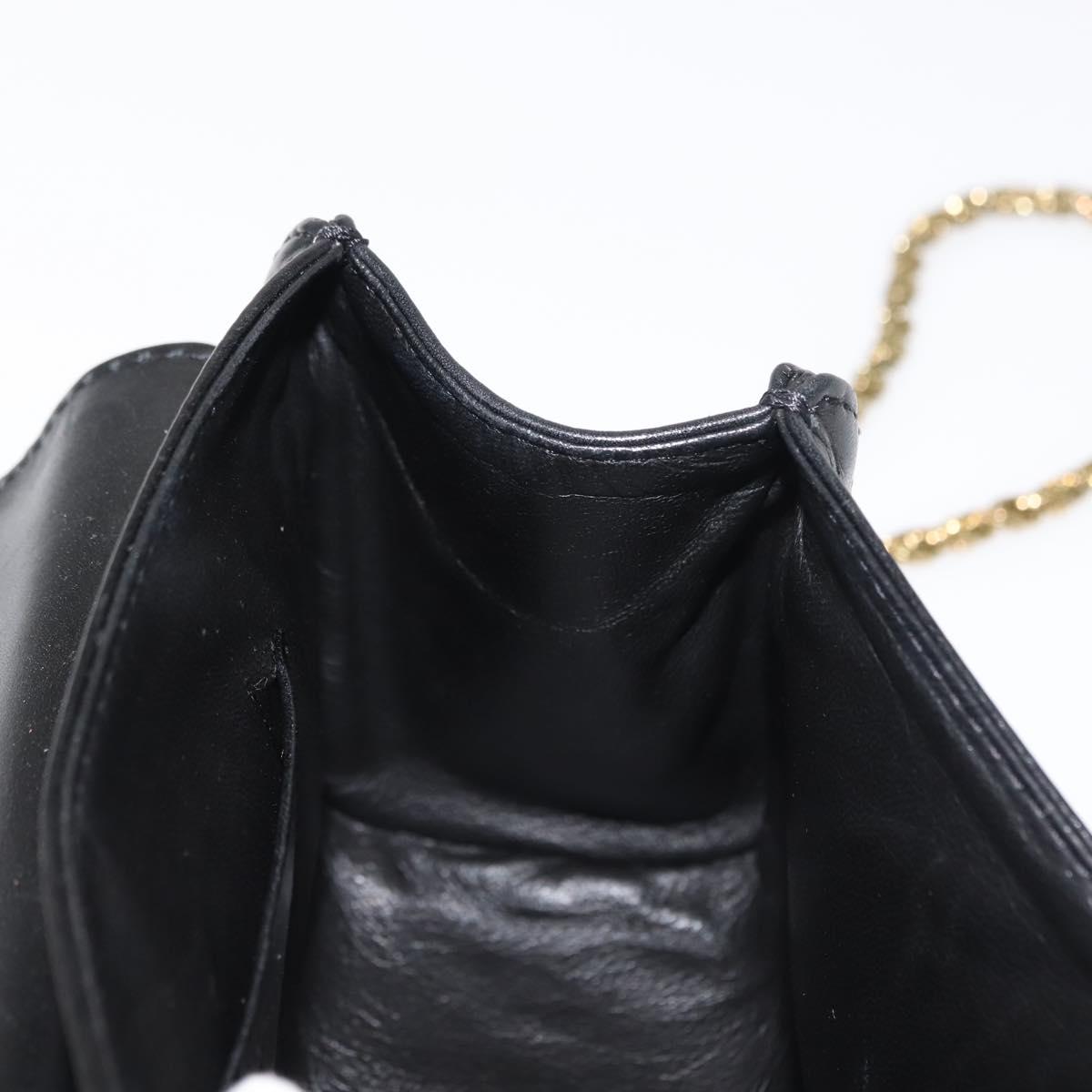 Chloe Chain Shoulder Bag Leather Black Gold Auth 149333
