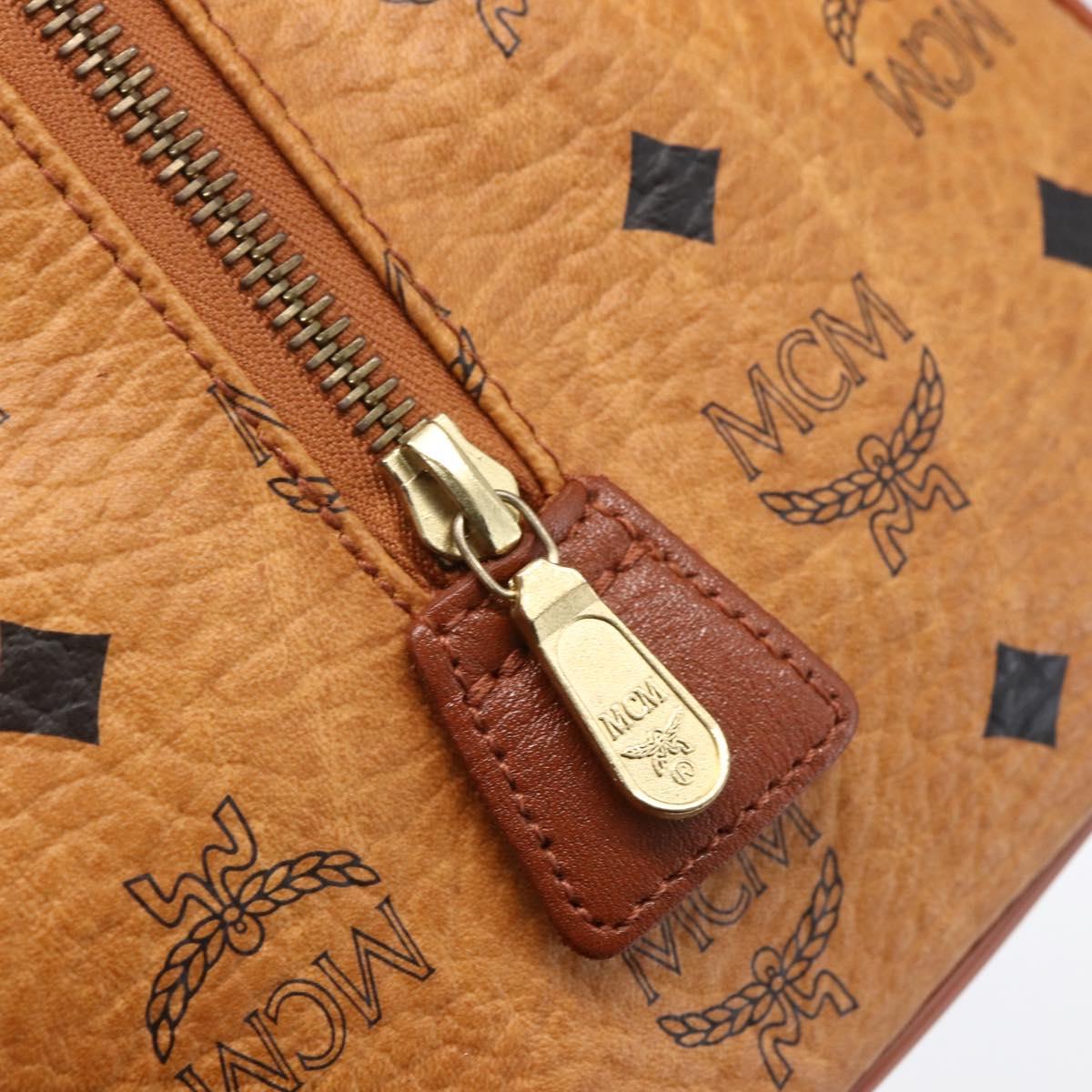 MCM Logogram Vicetos Boston Bag PVC Leather Brown Gold Auth 149334