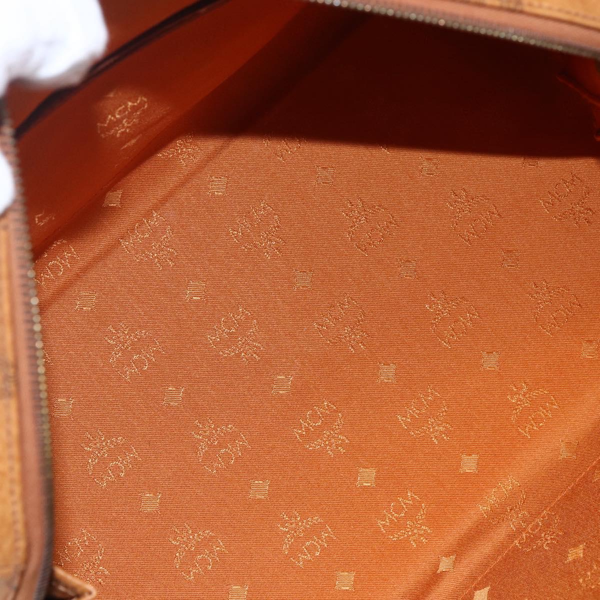 MCM Logogram Vicetos Boston Bag PVC Leather Brown Gold Auth 149334