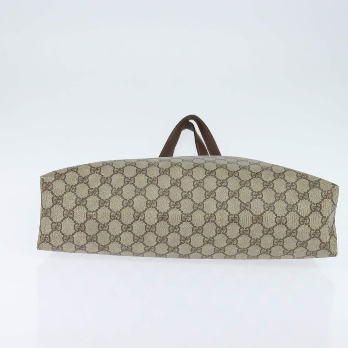 GUCCI GG Supreme Web Sherry Line Tote Bag PVC Beige Gold 39 02 091 Auth 149350