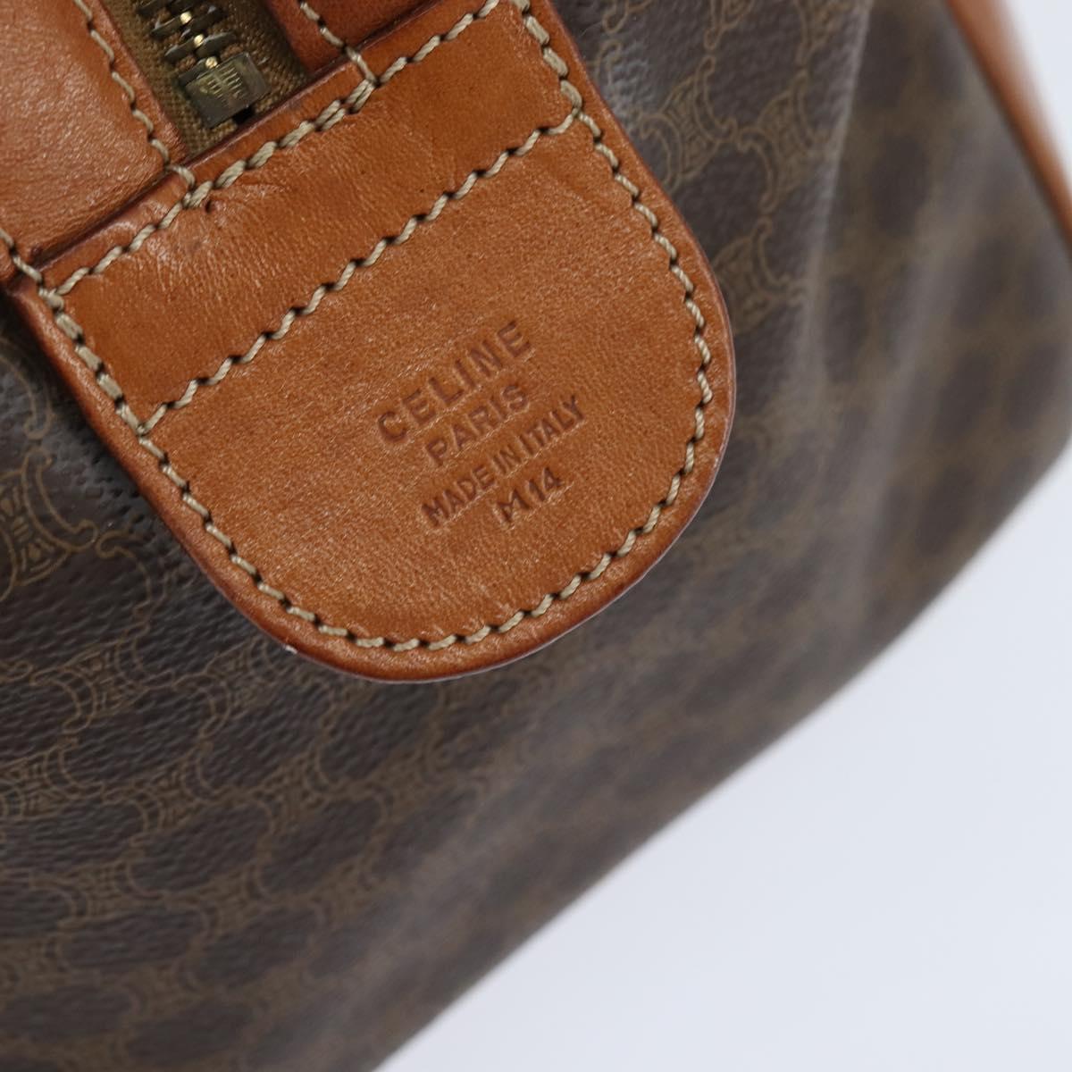 CELINE Macadam Canvas Boston Bag PVC Brown Gold Auth 149357