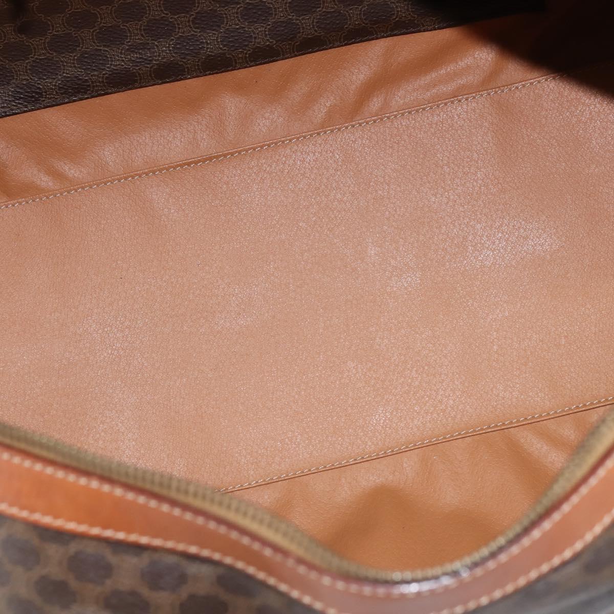 CELINE Macadam Canvas Boston Bag PVC Brown Gold Auth 149357