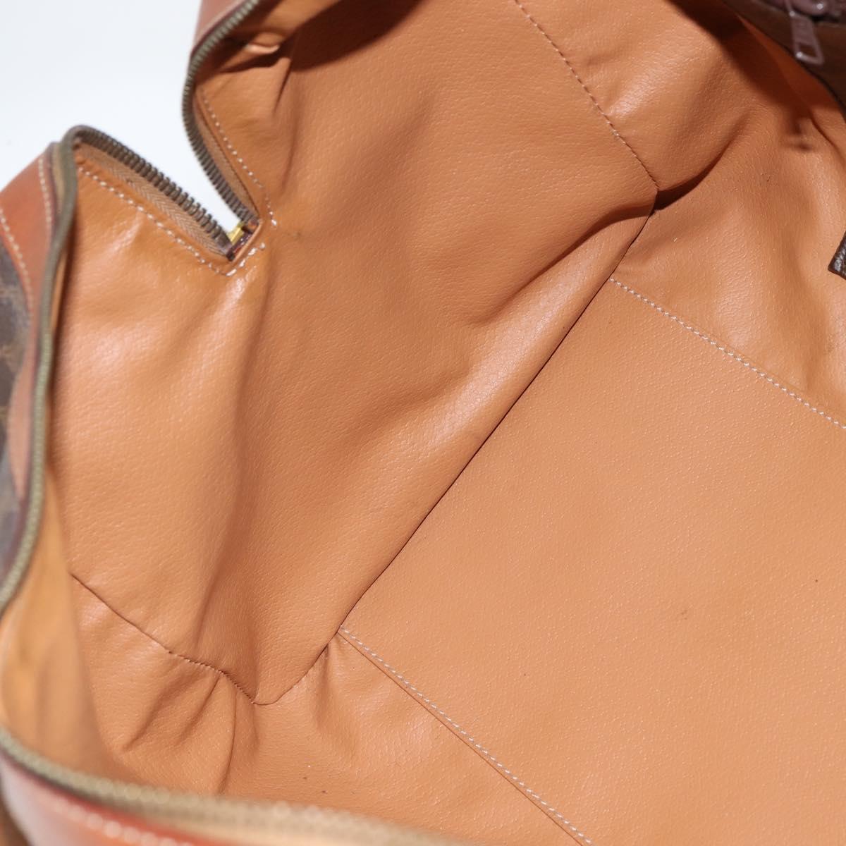 CELINE Macadam Canvas Boston Bag PVC Brown Gold Auth 149357