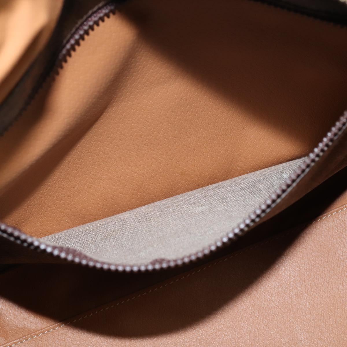 CELINE Macadam Canvas Boston Bag PVC Brown Gold Auth 149357