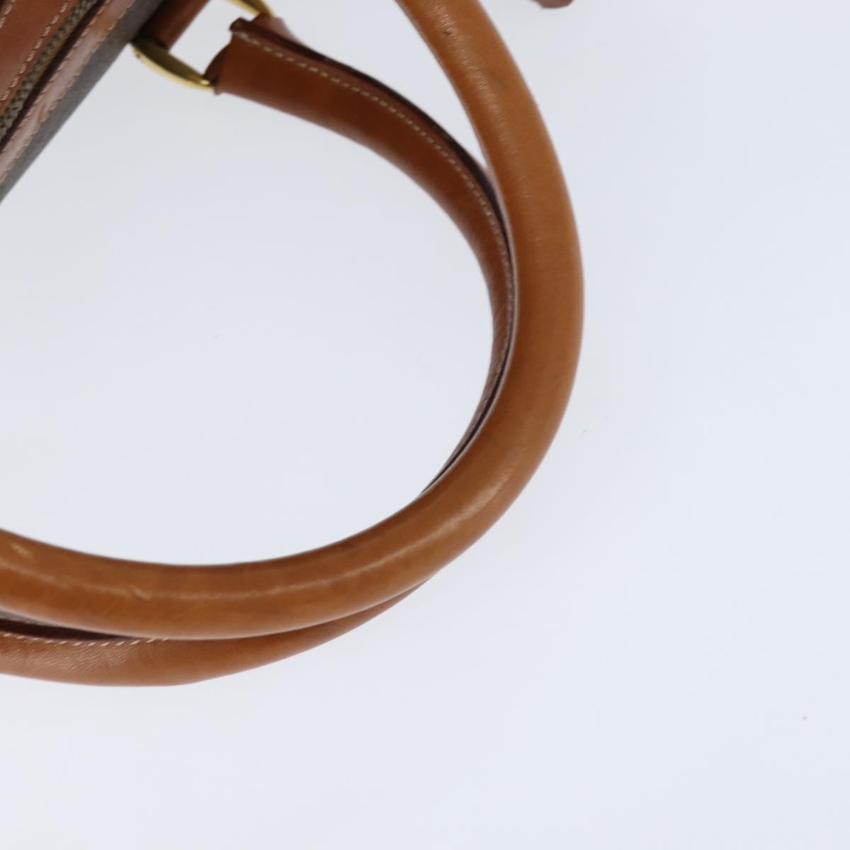 CELINE Macadam Canvas Boston Bag PVC Brown Gold Auth 149357