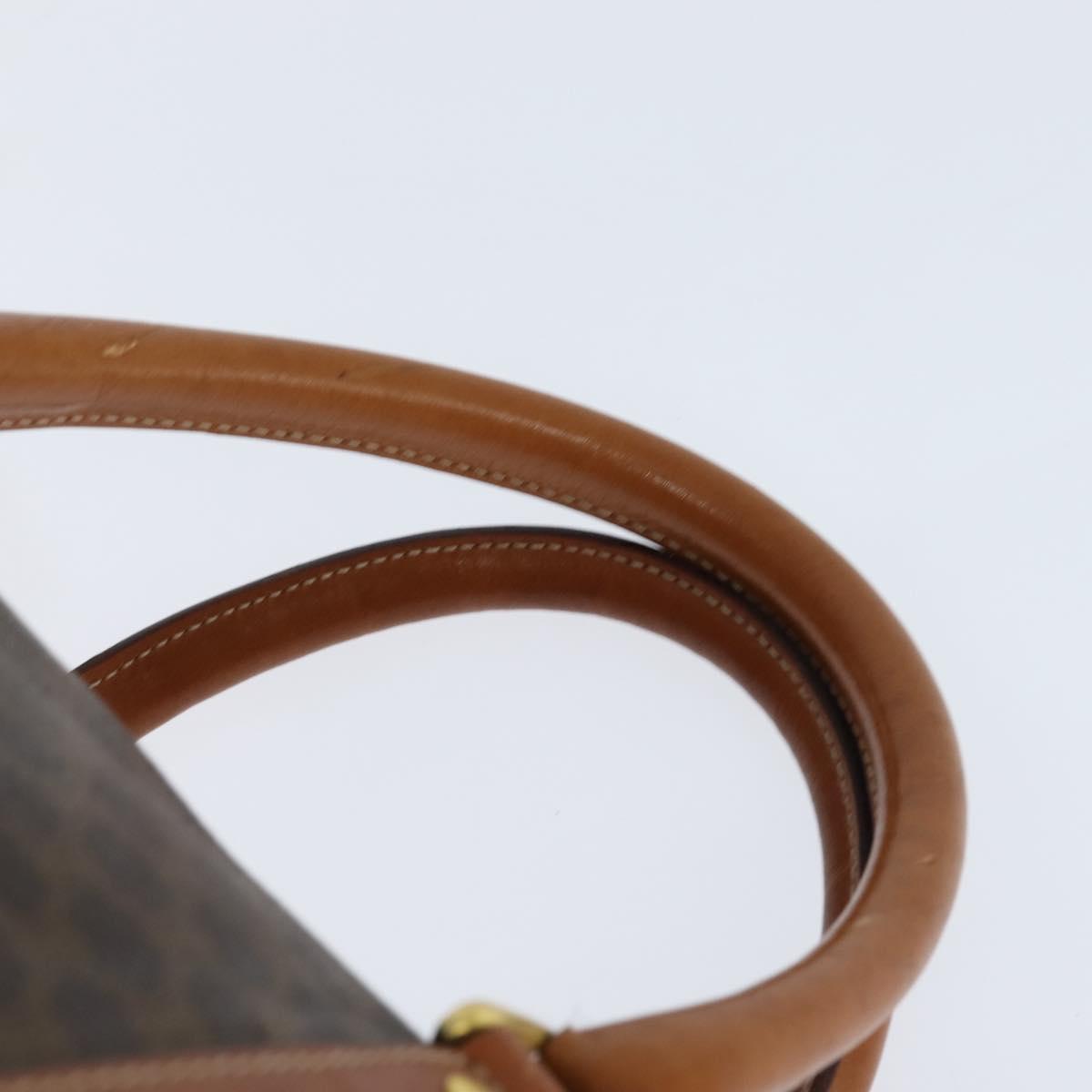 CELINE Macadam Canvas Boston Bag PVC Brown Gold Auth 149357